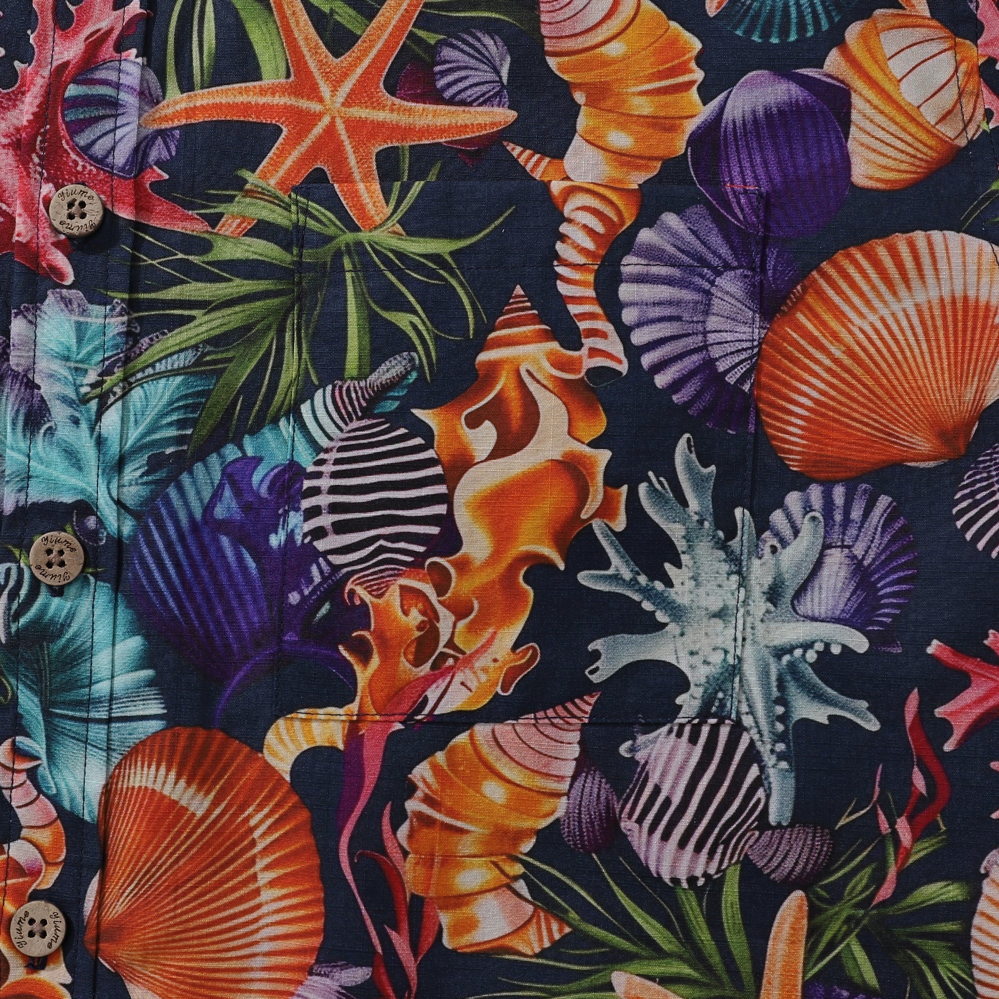 Hawaiian Shirt For Men Marine Life Carnival Button-down Short Sleeve 100% Cotton Shirt By Sun
