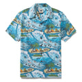 Vintage Hawaiian Shirt For Men Ocean Thrills Camp Shirt 100% Cotton By Sun