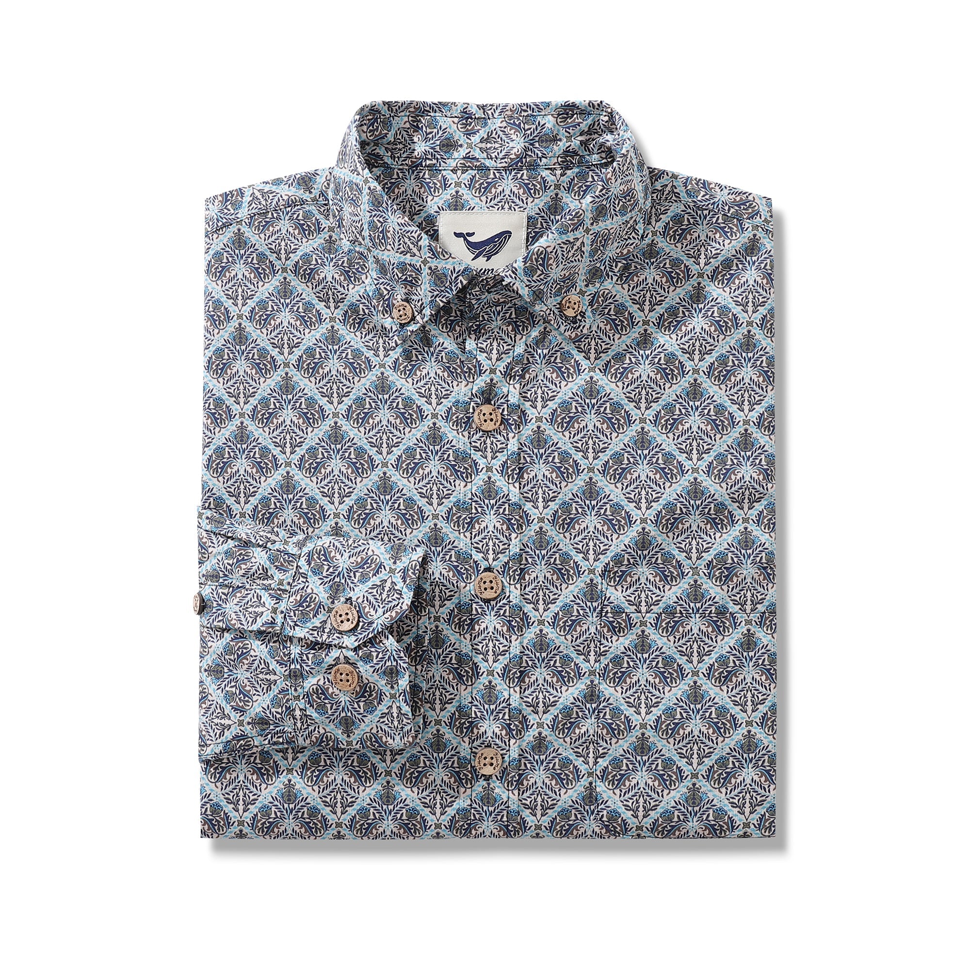 Men's Hawaiian Shirt Blooming Beauty Cotton Button-down Long Sleeve Aloha Shirt By Amy