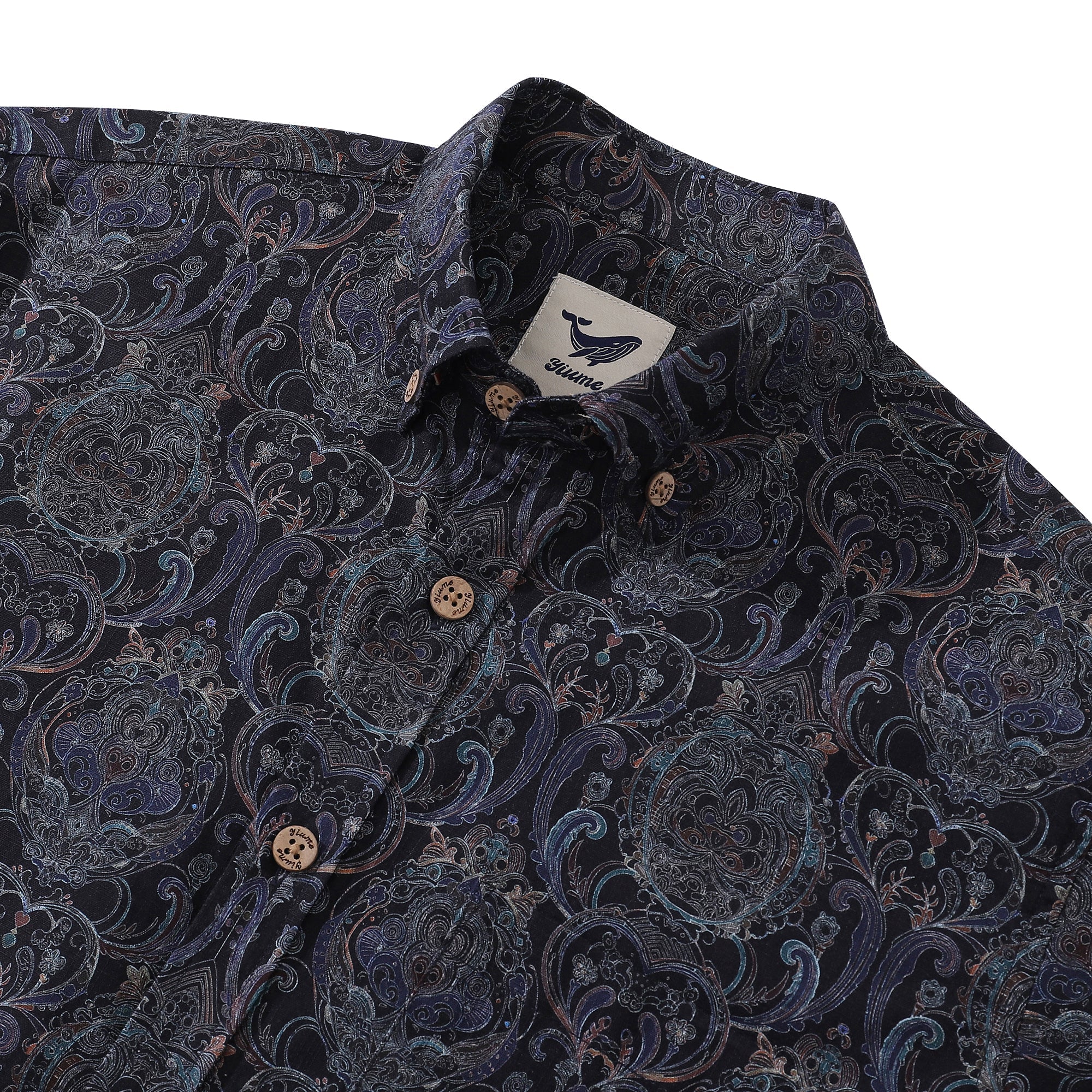 Men's Hawaiian Shirt Symmetrical Aesthetics Cotton Button-down Long Sleeve Aloha Shirt By Cigar