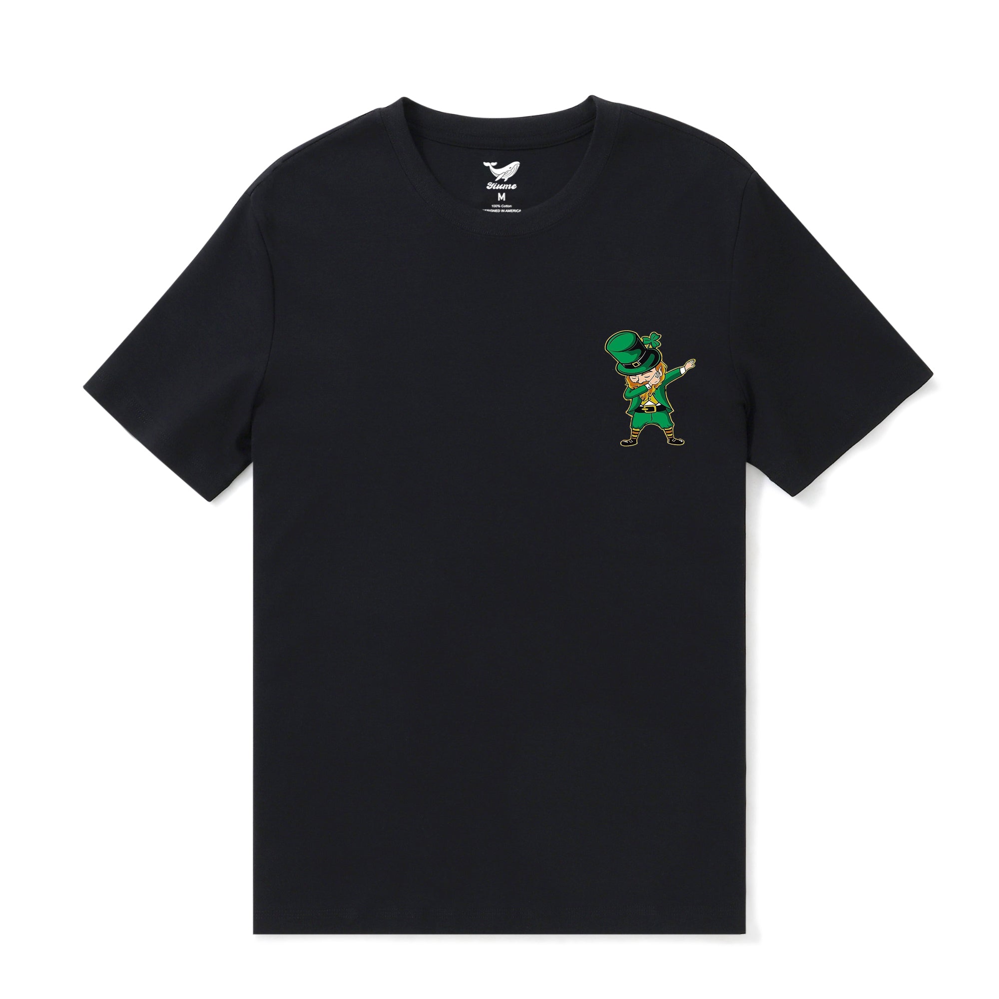 Hawaiian Tee For Men Dabbing Leprechaun St. Patrick'S Day Tee Crew Neck 100% Cotton - BLACK By Shawn
