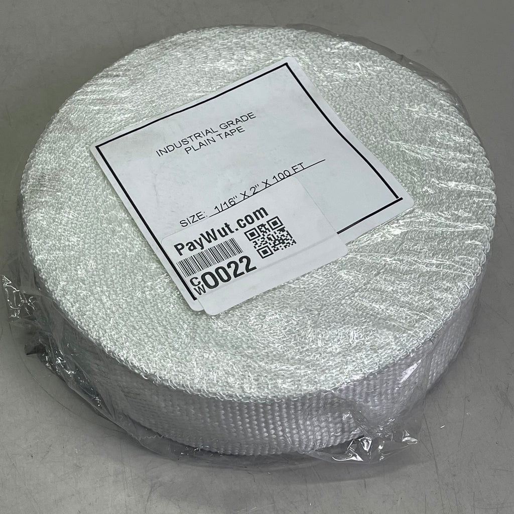 Industrial Grade Plain Fiberglass Tape White 1/16" x 2" x 100 ft
