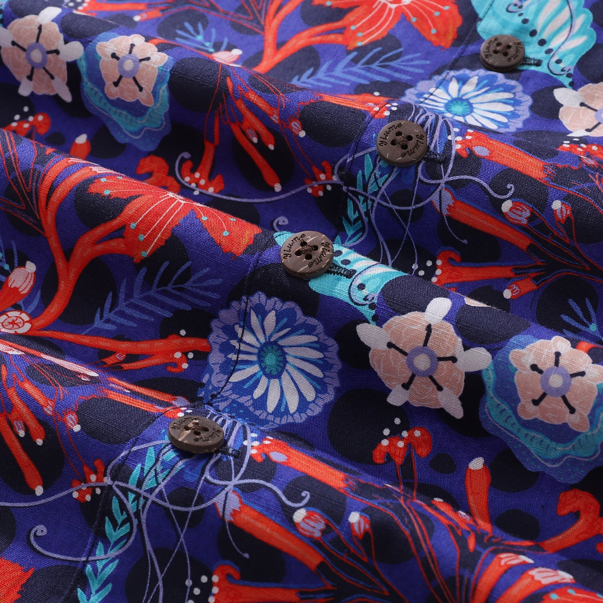 Summer Hawaiian Shirt For Men The Big Dive By Lucille Pattern Print Shirt Camp Collar 100% Cotton