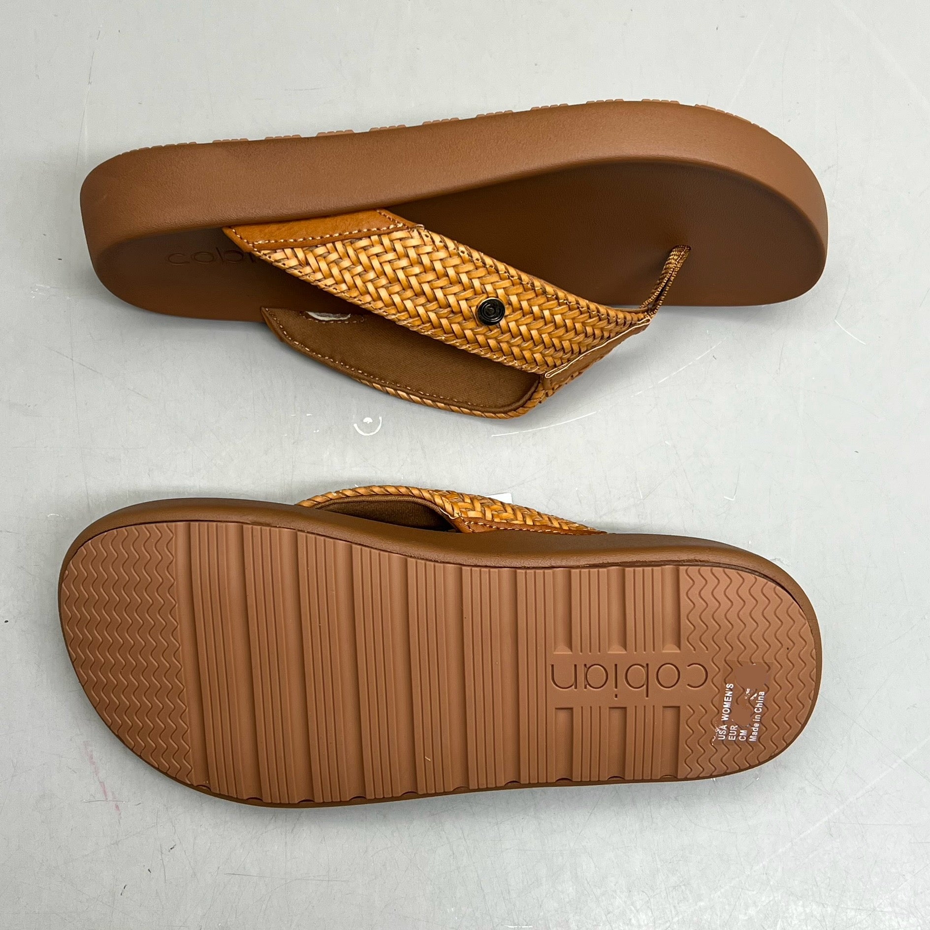 COBIAN Palmilla Braided Synthetic Leather Strap Sandals Women's Sz 8 EU 38.5 Tan PAL25-230-8