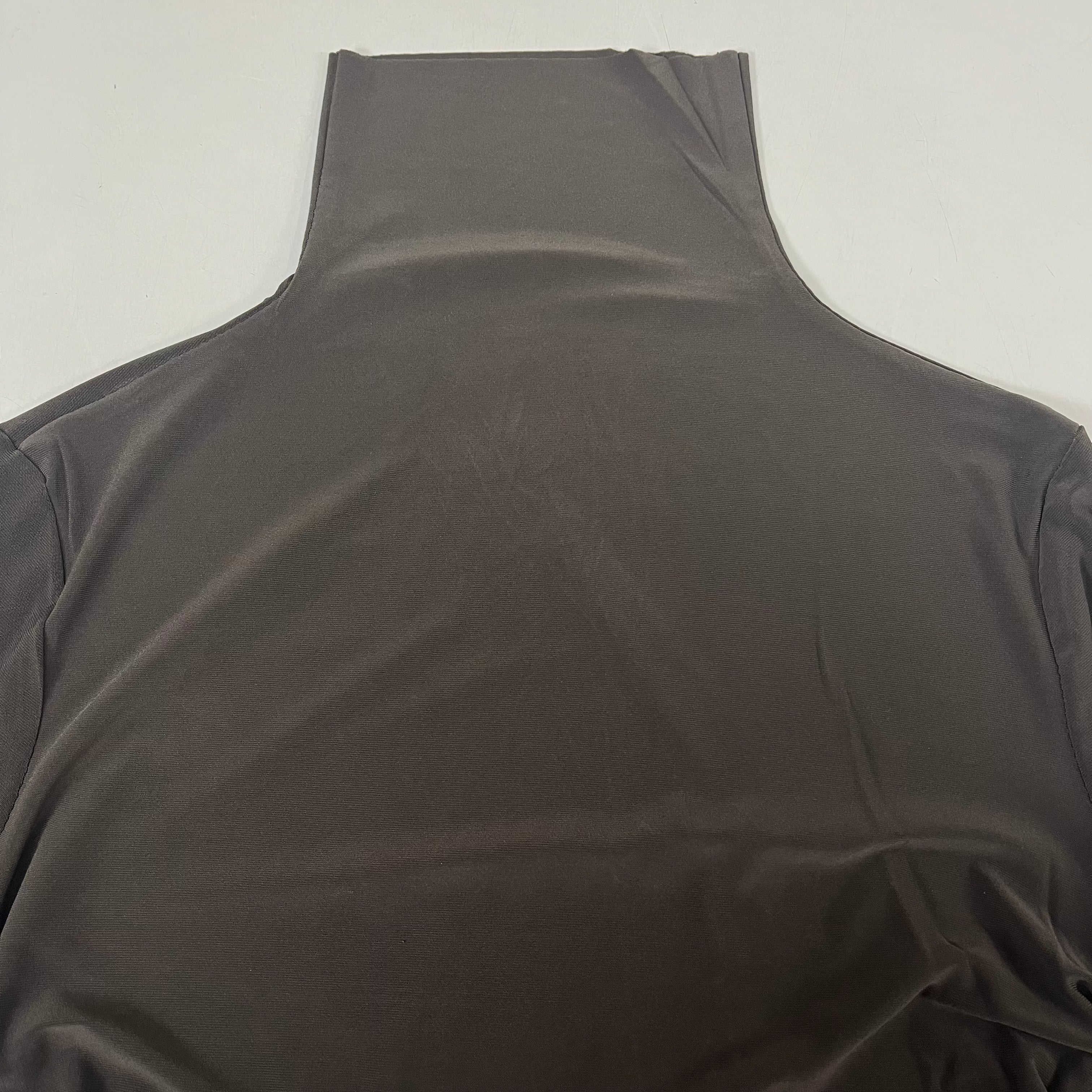 NORMA KAMALI Turtle Neck Ruched Side Drape Gown Unlined Women's S/36 Chocolate