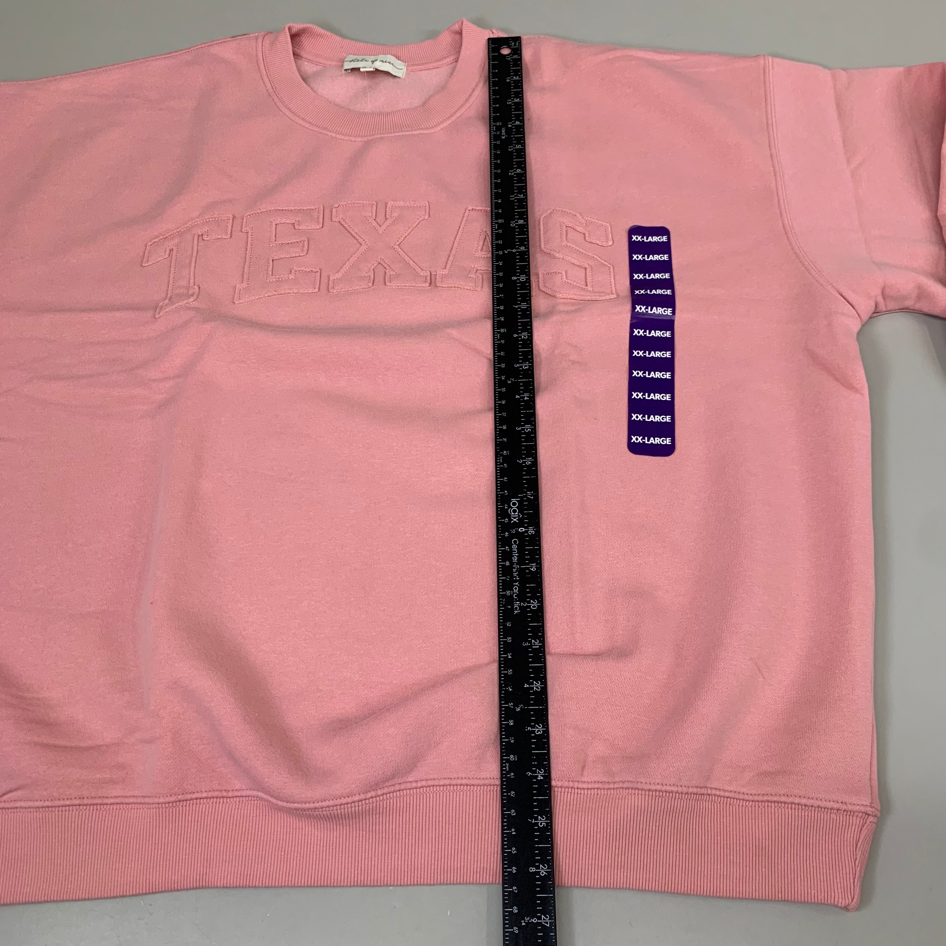 STATE OF MINE Women's Texas Print Sweatshirt Sz-XXLarge Blush 15711