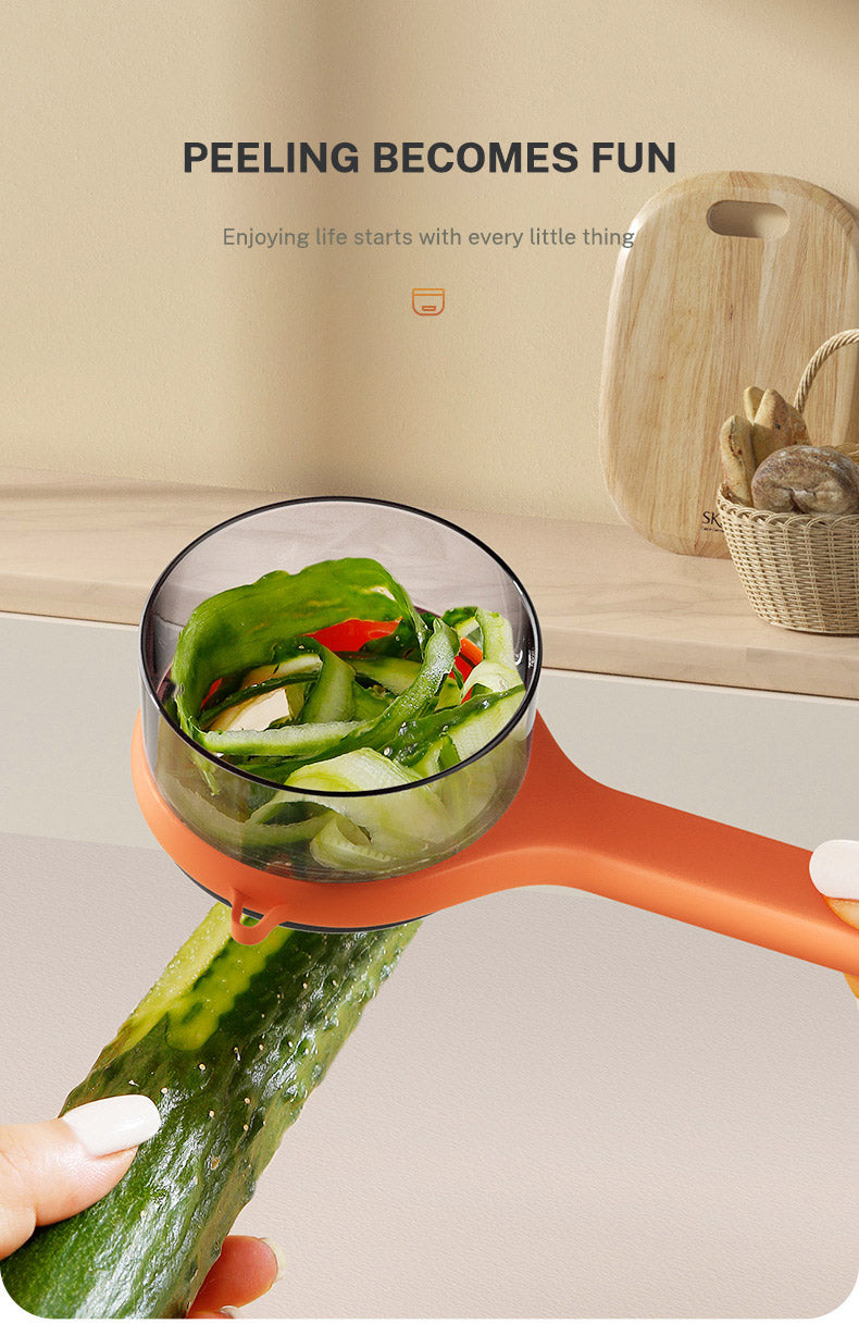 Kitchen Multi-Functional Peeler With Bucket Storage Scratcher Fruit Peeling Knife Storage Peeler Kitchen Gadgets