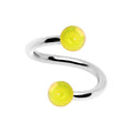 16G 5/16 Iridescent Yellow Acrylic Ball Spiral Twister