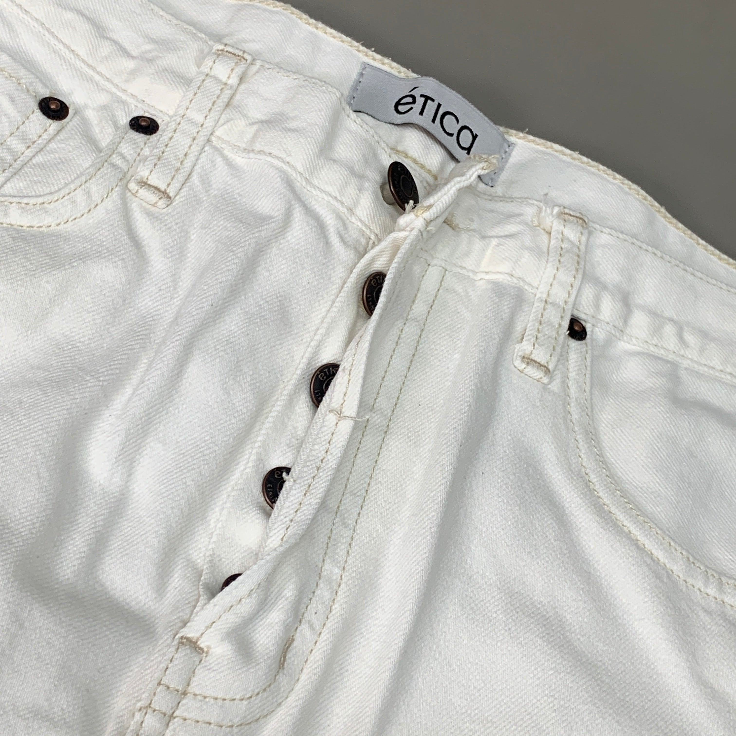 ETICA Tyler High Waist Straight Leg Ankle jeans Vintage White Size 25 EW180114A