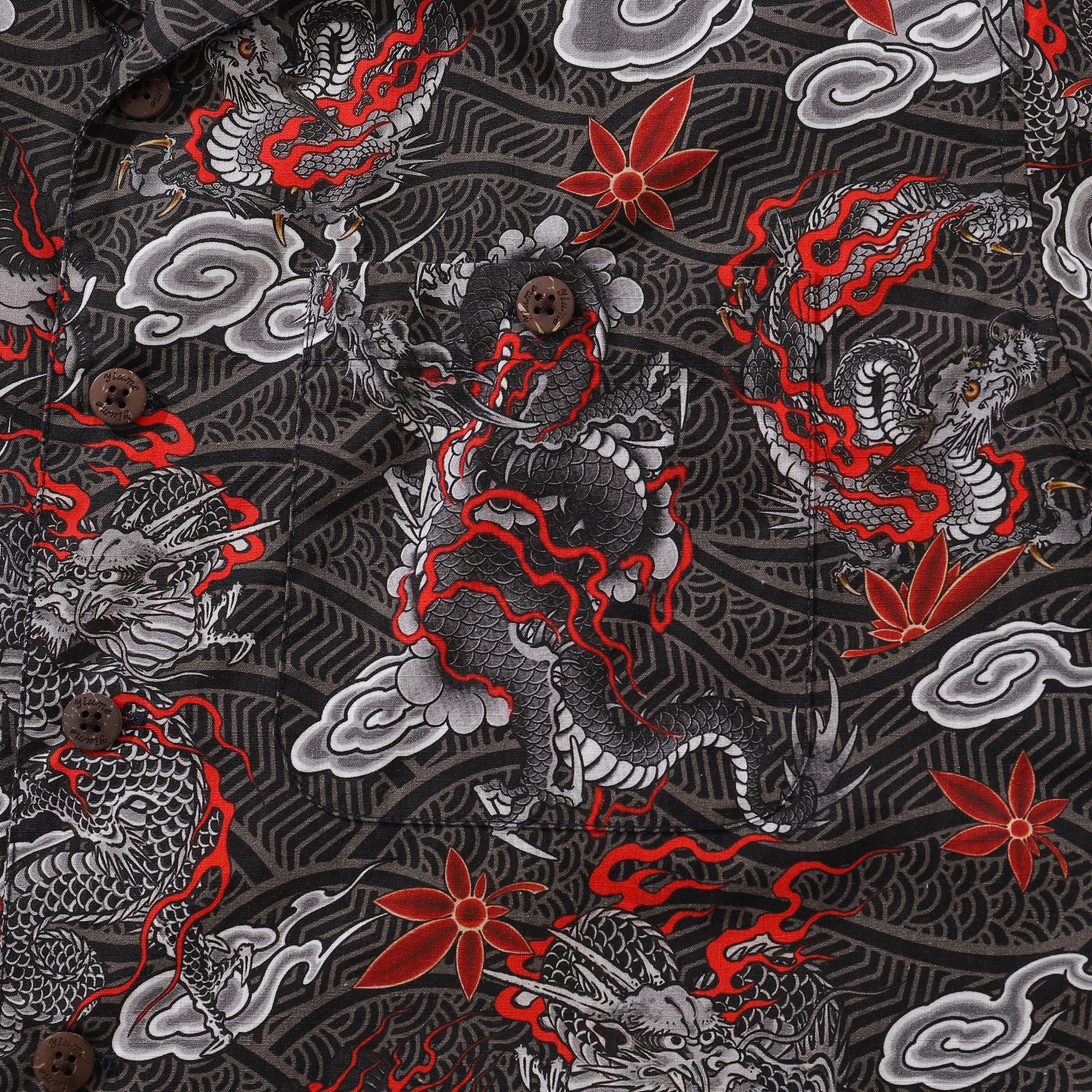 Men's Hawaiian Shirt The Dragon's Flight Print Cotton Camp Collar Short Sleeve Aloha Shirt By Sun