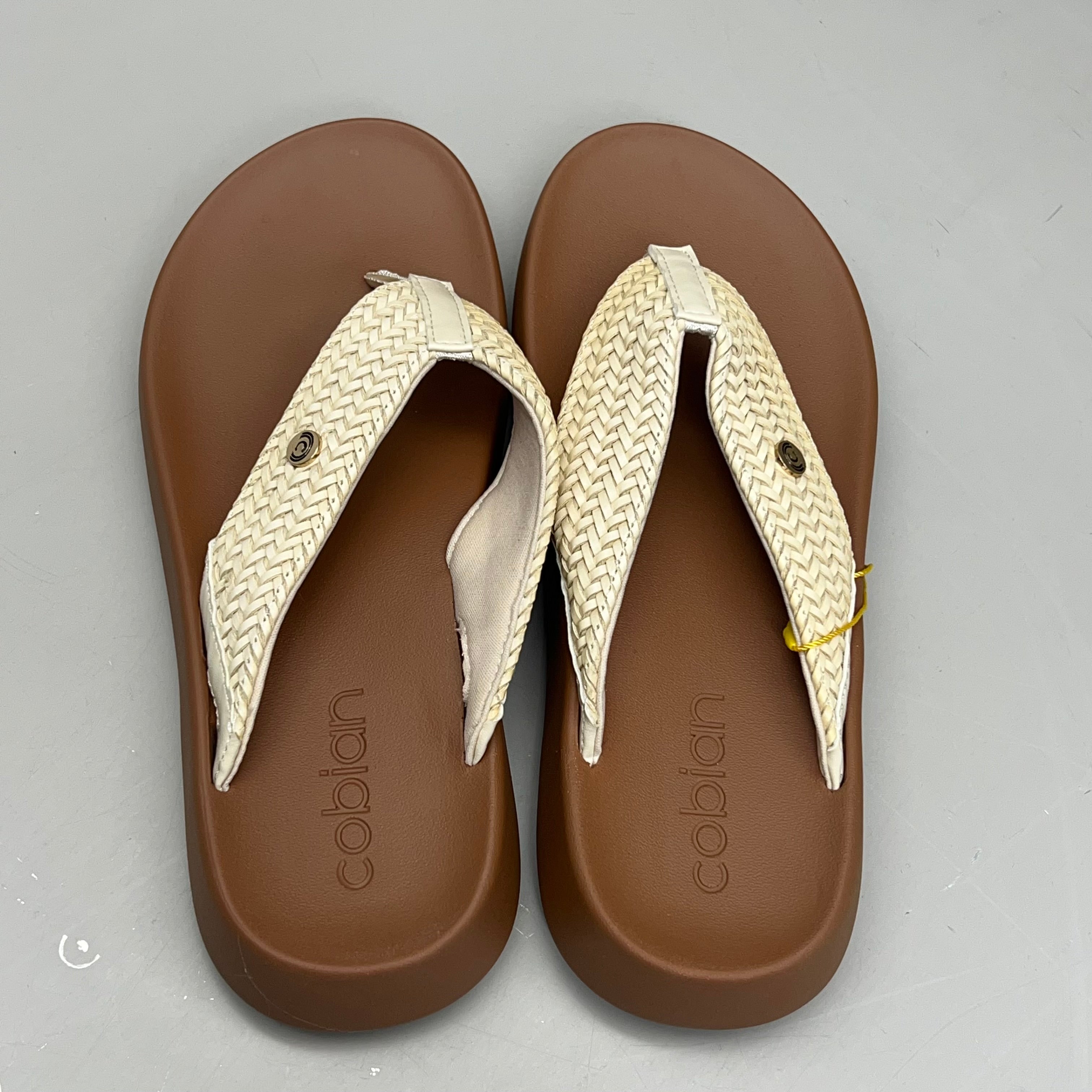 COBIAN Palmilla Braided Synthetic Leather Strap Women's Sz 10 EU 41 Cream PAL25-110-10