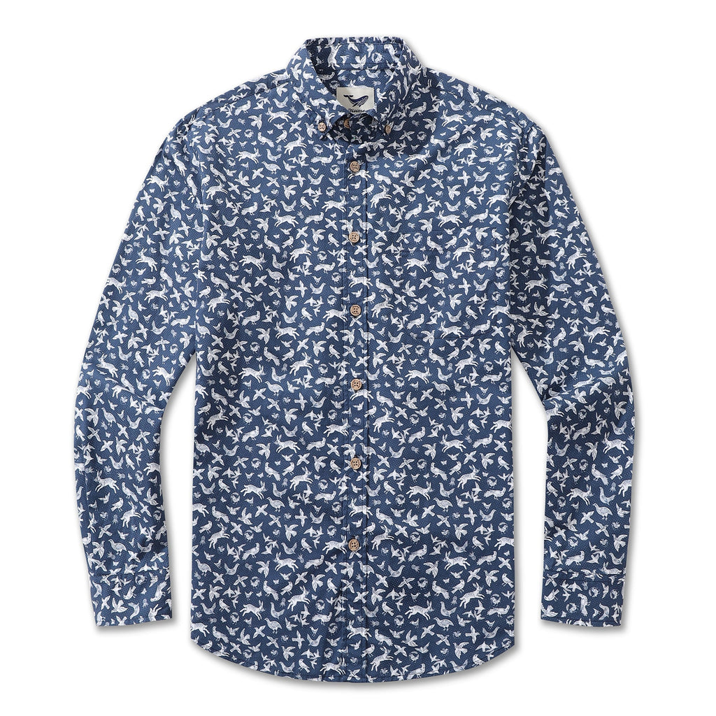 Men's Hawaiian Shirt Island Daydream Cotton Button-down Long Sleeve Aloha Shirt By Sun