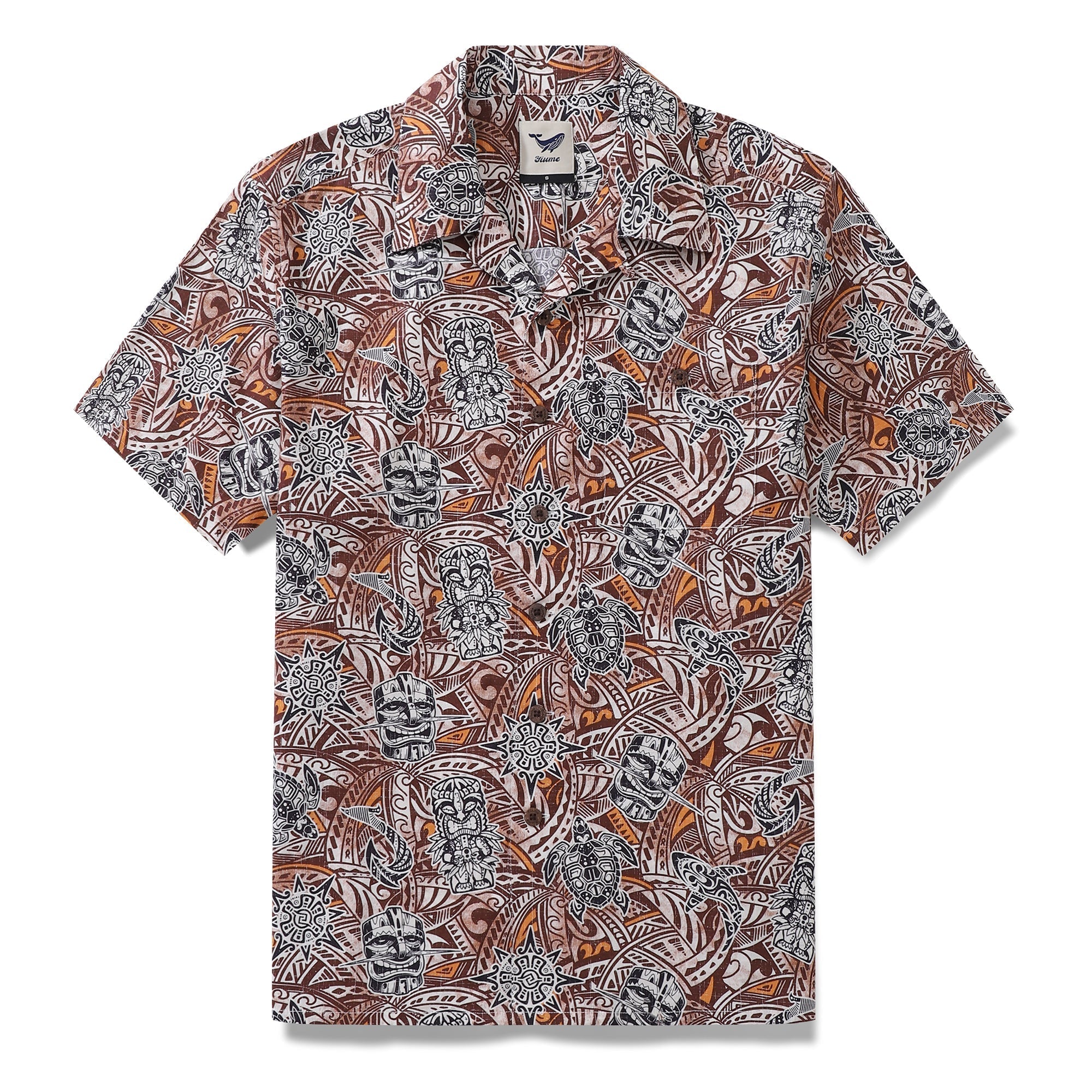 Hawaiian Shirt For Men Tiki Totem Vintage Shirt Camp Collar 100% Cotton By Sun