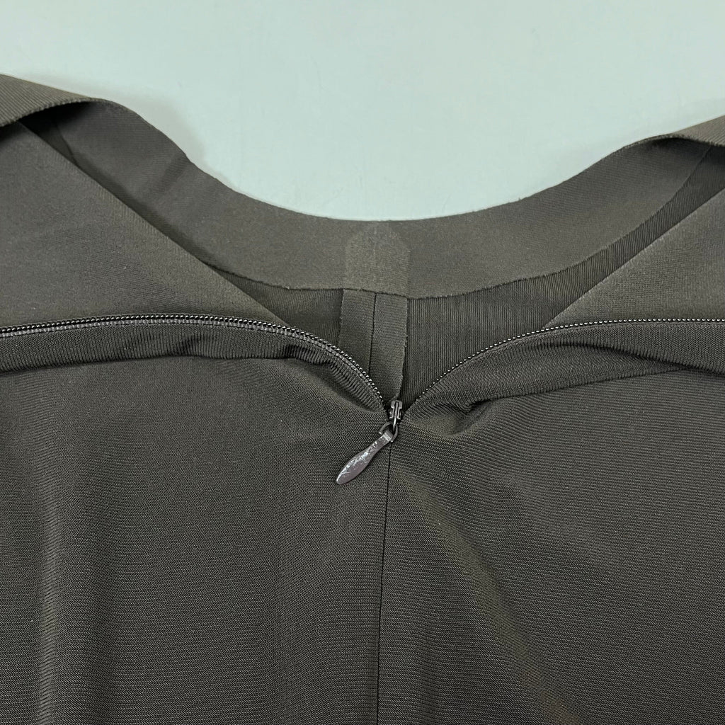 NORMA KAMALI Sleeveless Catsuit w/ Footsie Hidden Zip Women's Sz L/40 Chocolate