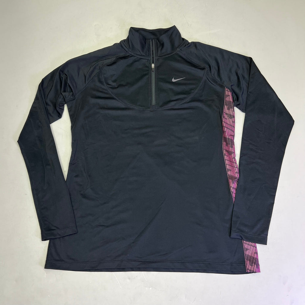 NIKE Nike Pro Warm Sweat Wicking Half Zip Jacket Slim Fit Women's Sz L Black