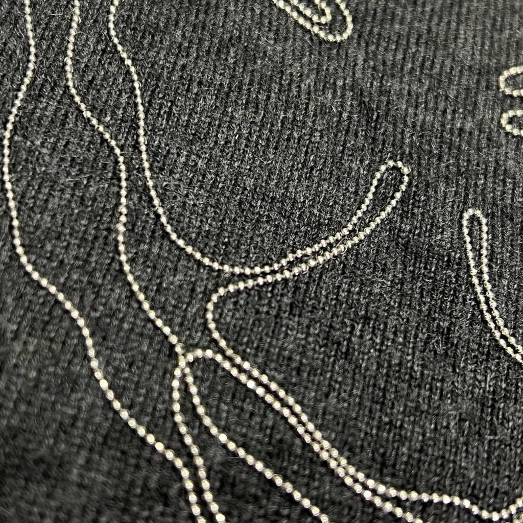 BRUNELLO CUCINELLI Mid Sleeve Cashmere Sweater Flower Detail Women's Sz L Grey