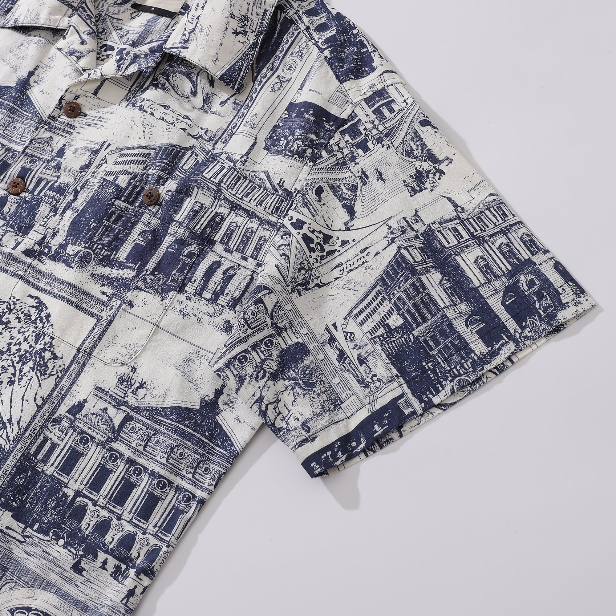 Hawaiian Shirt For Men Artistic Mark Print Shirt Camp Collar 100% Cotton By Yeti