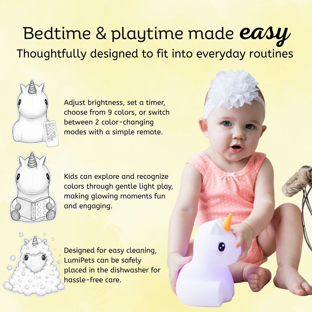 Unicorn Night Light - Soft Silicone Nursery Lamp | LumiPets®