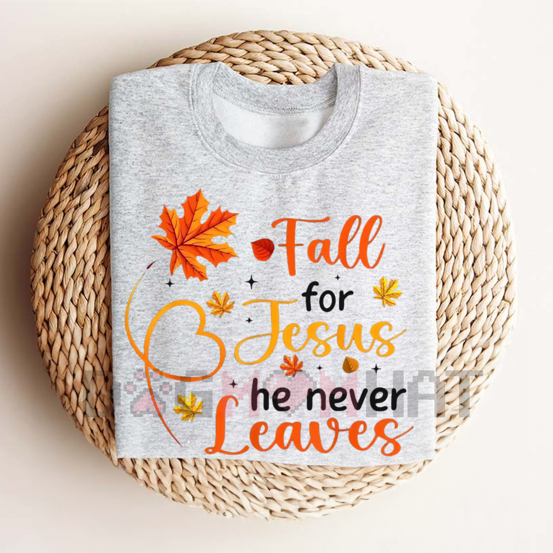 Fall For Jesus He Never Leaves T-Shirt – Autumn Christian Women's Tee