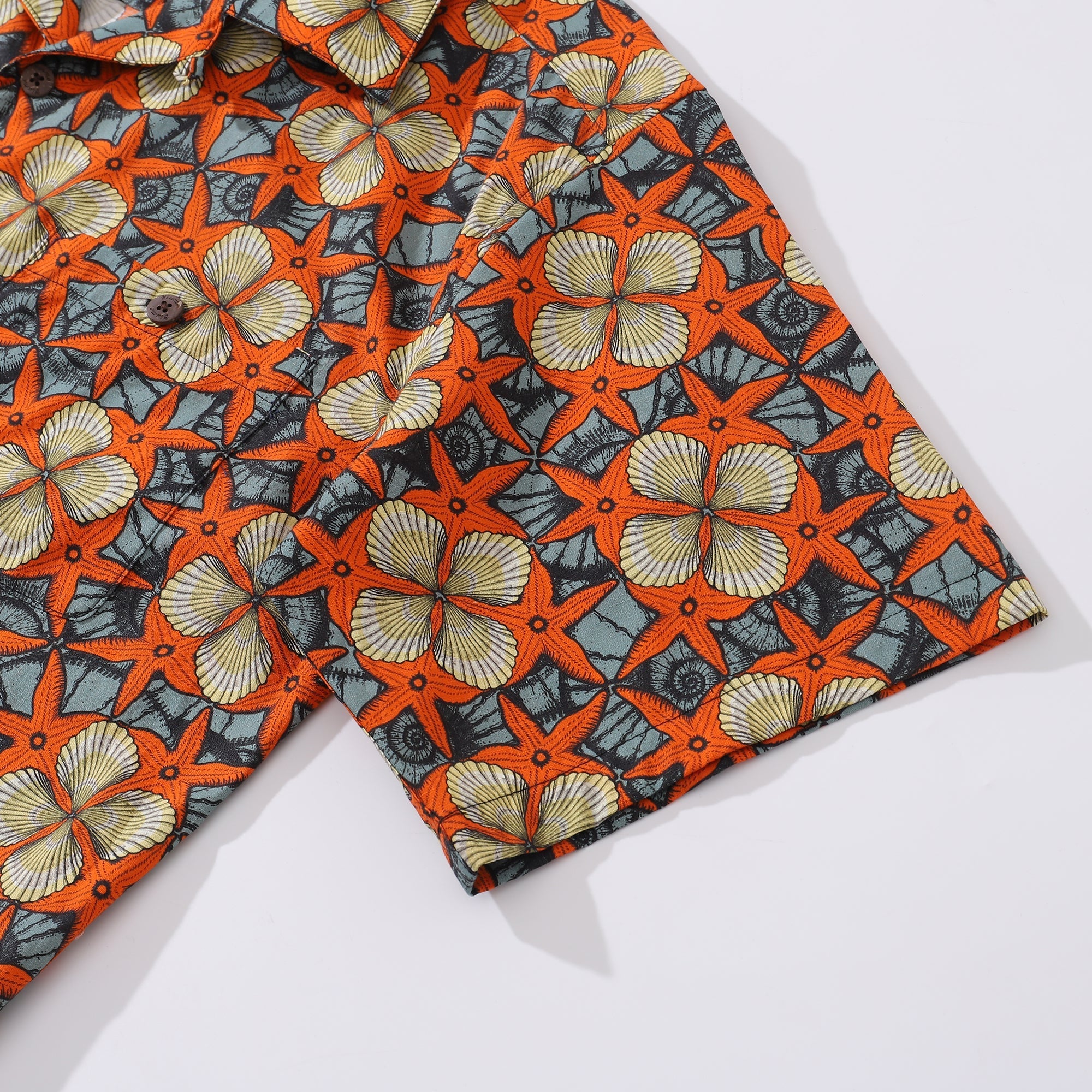 1940s Vintage Hawaiian Shirt For Men Starfish and Shells Shirt 100% Cotton By Yakima