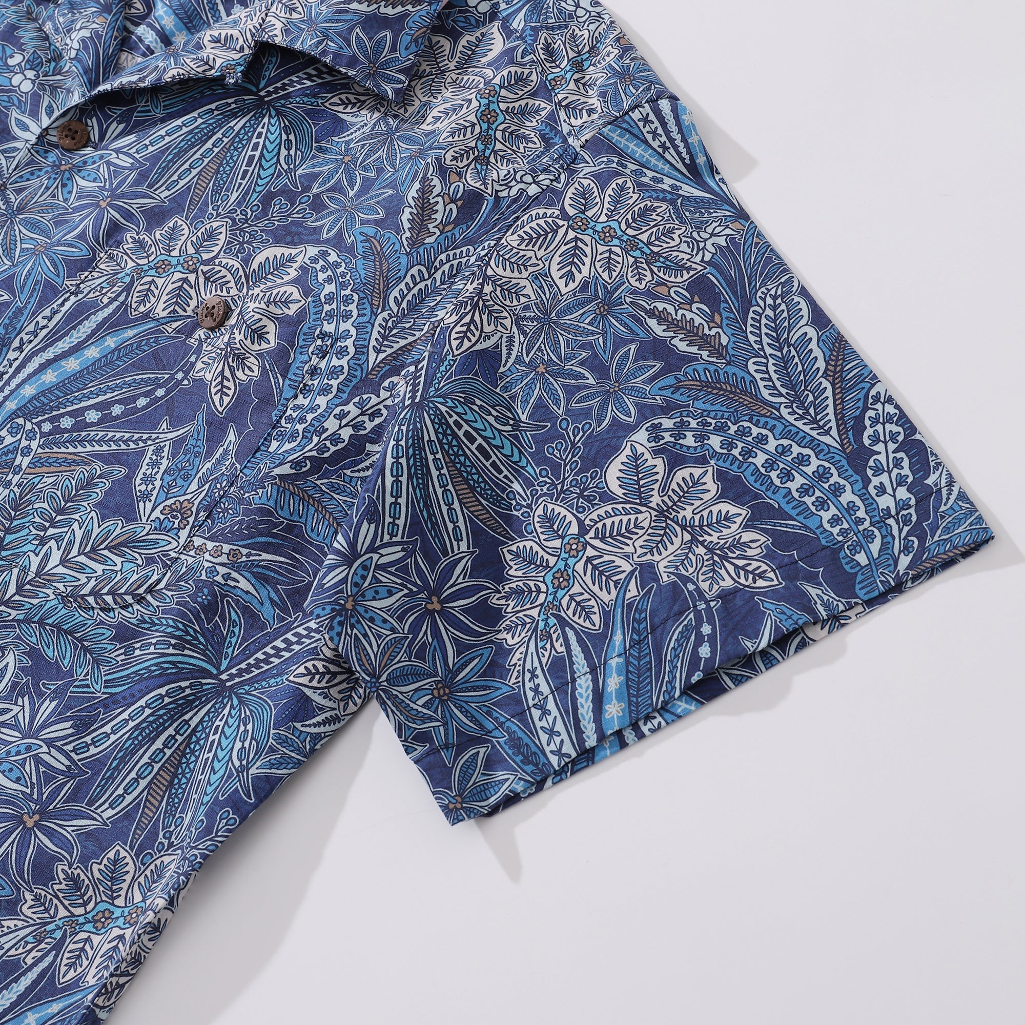 Hawaiian Shirt For Men Tropical Blues Print Shirt Camp Collar 100% Cotton Shirt By Cigar