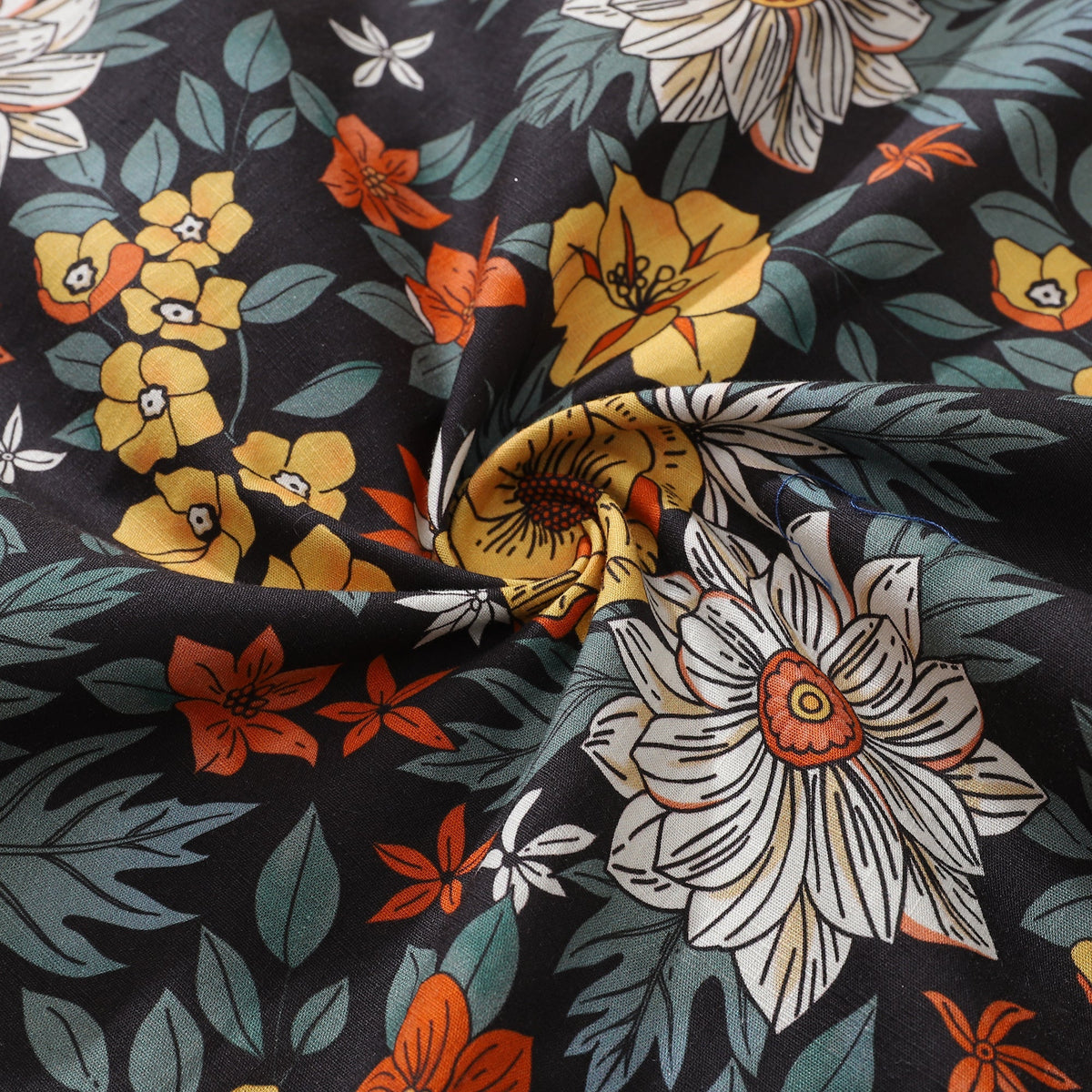 Hawaiian Shirt For Men Autumn Garden Print Shirt Camp Collar 100% Cotton By Sherry