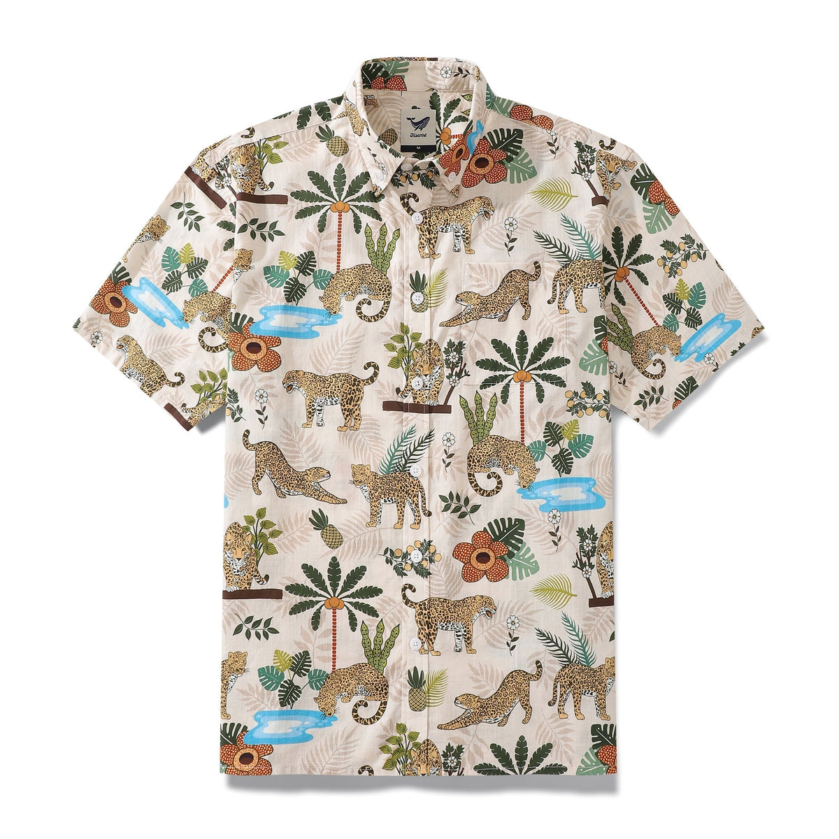 Funky Hawaiian Shirt For Men Adventure of the Jaguar Print Button Down Shirt By Julia Madoka
