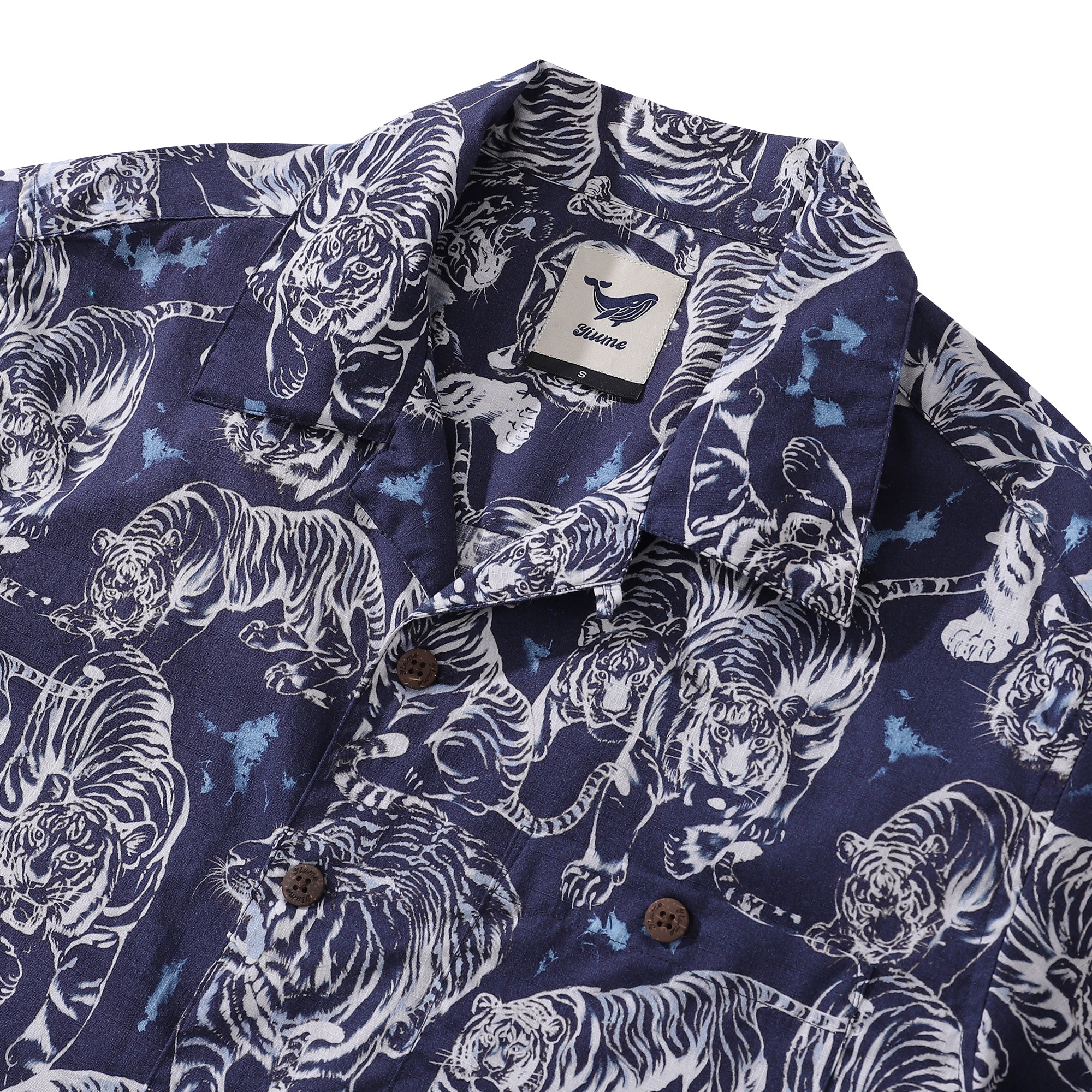 Hawaiian Shirt For Men Tiger King Contest Print Shirt Camp Collar 100% Cotton By Sherry