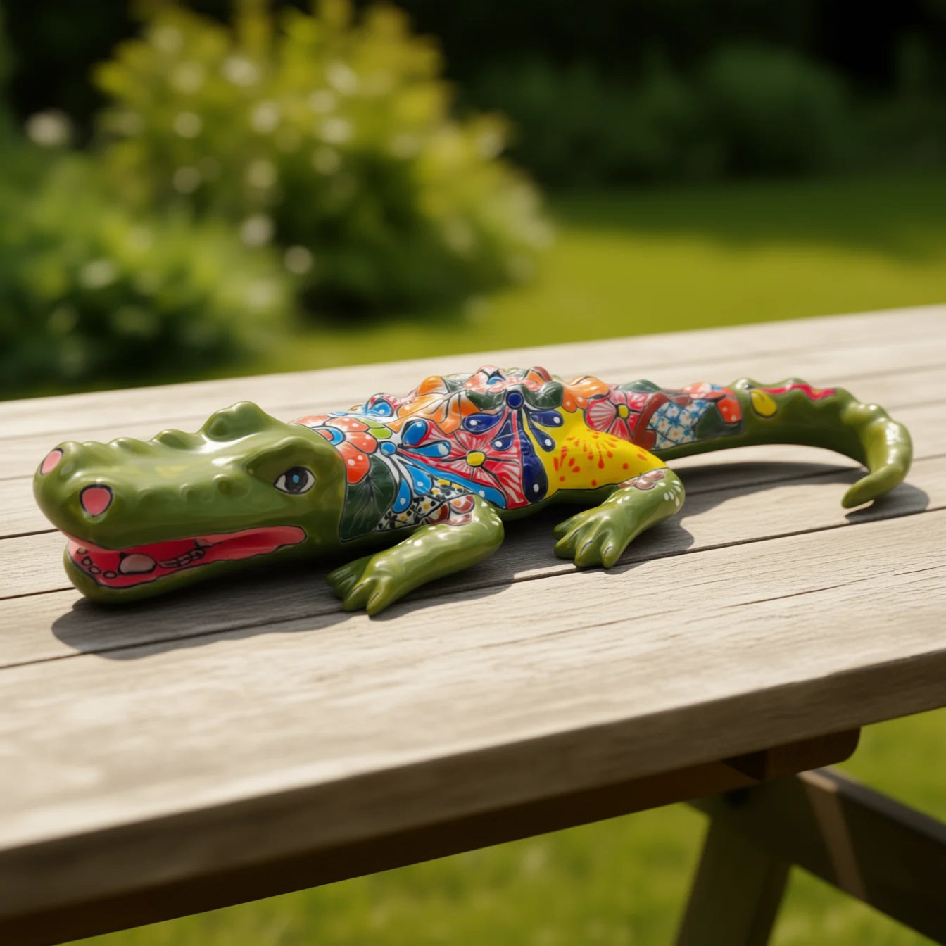 Large Talavera Alligator | Mexican Handmade Ceramic Reptile Art