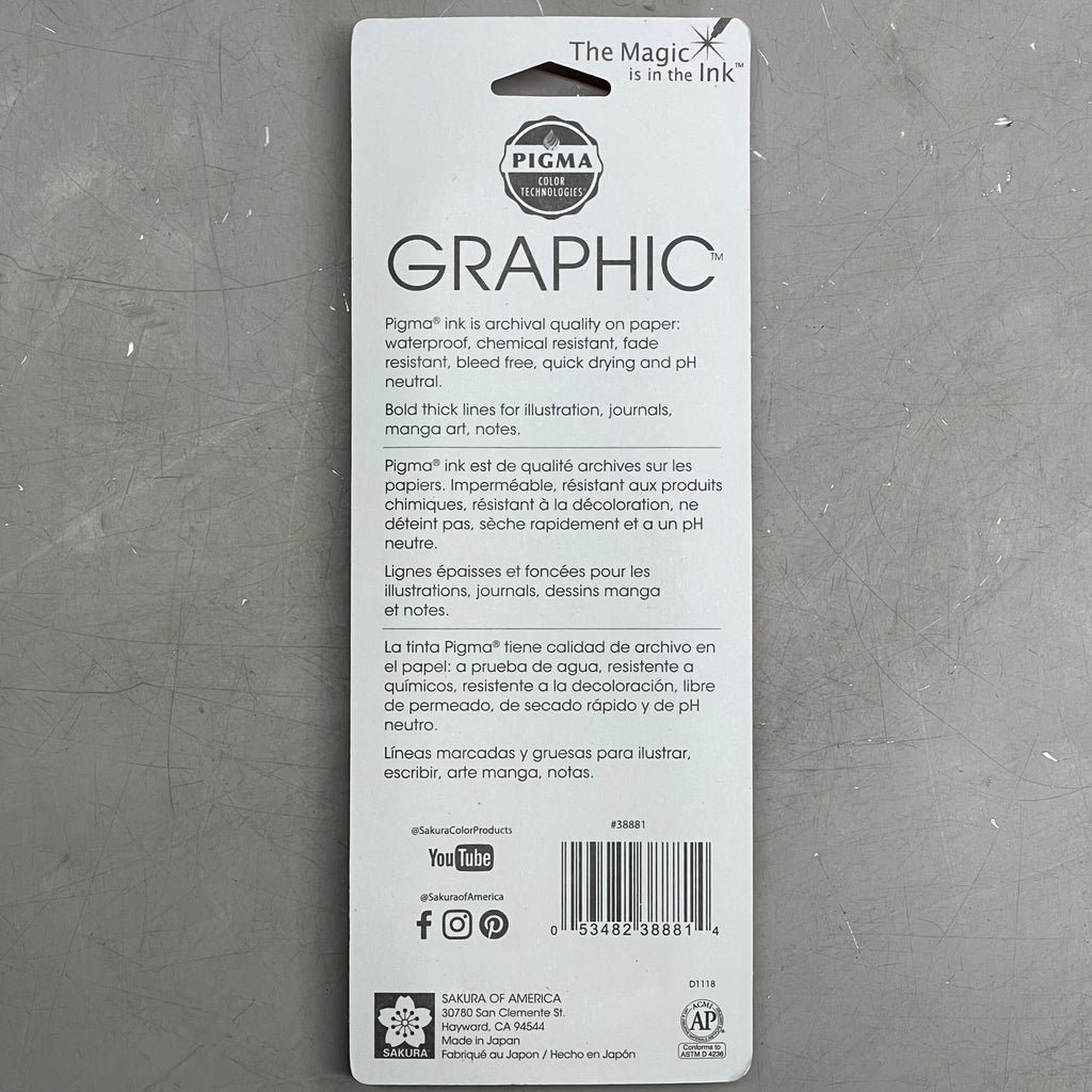 SAKURA (6-PACK) Pigma Graphic Pens, Archival Ink 1mm, 2mm, 3mm Black 38881