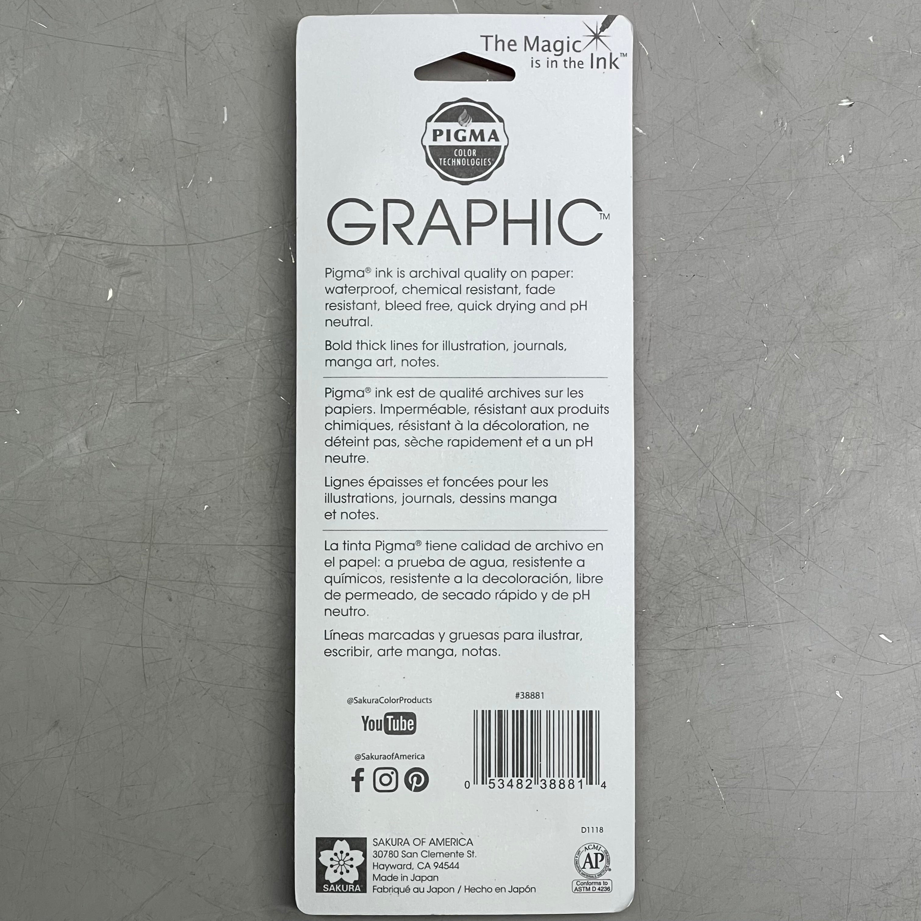 SAKURA (6-PACK) Pigma Graphic Pens, Archival Ink 1mm, 2mm, 3mm Black 38881