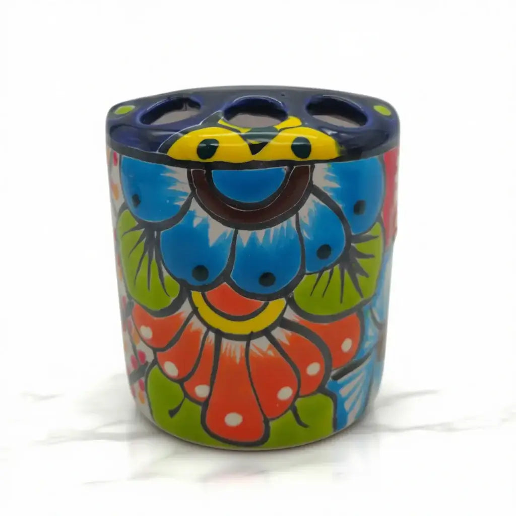 Colorful Talavera Toothbrush Holder | Mexican Ceramic Art