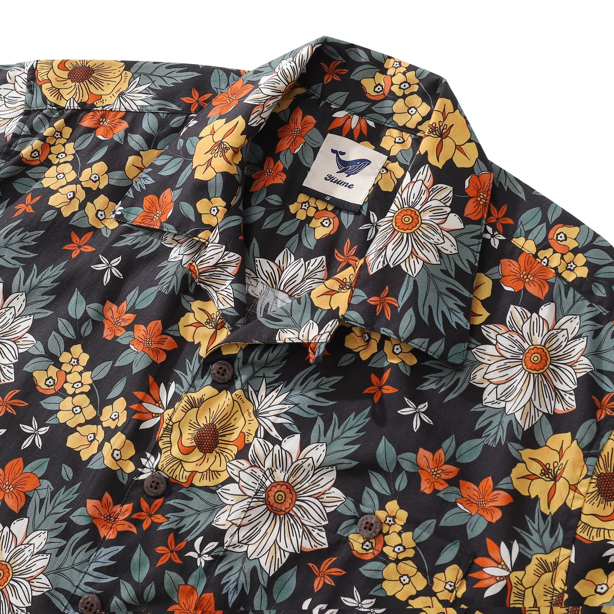 Hawaiian Shirt For Men Autumn Garden Print Shirt Camp Collar 100% Cotton By Sherry