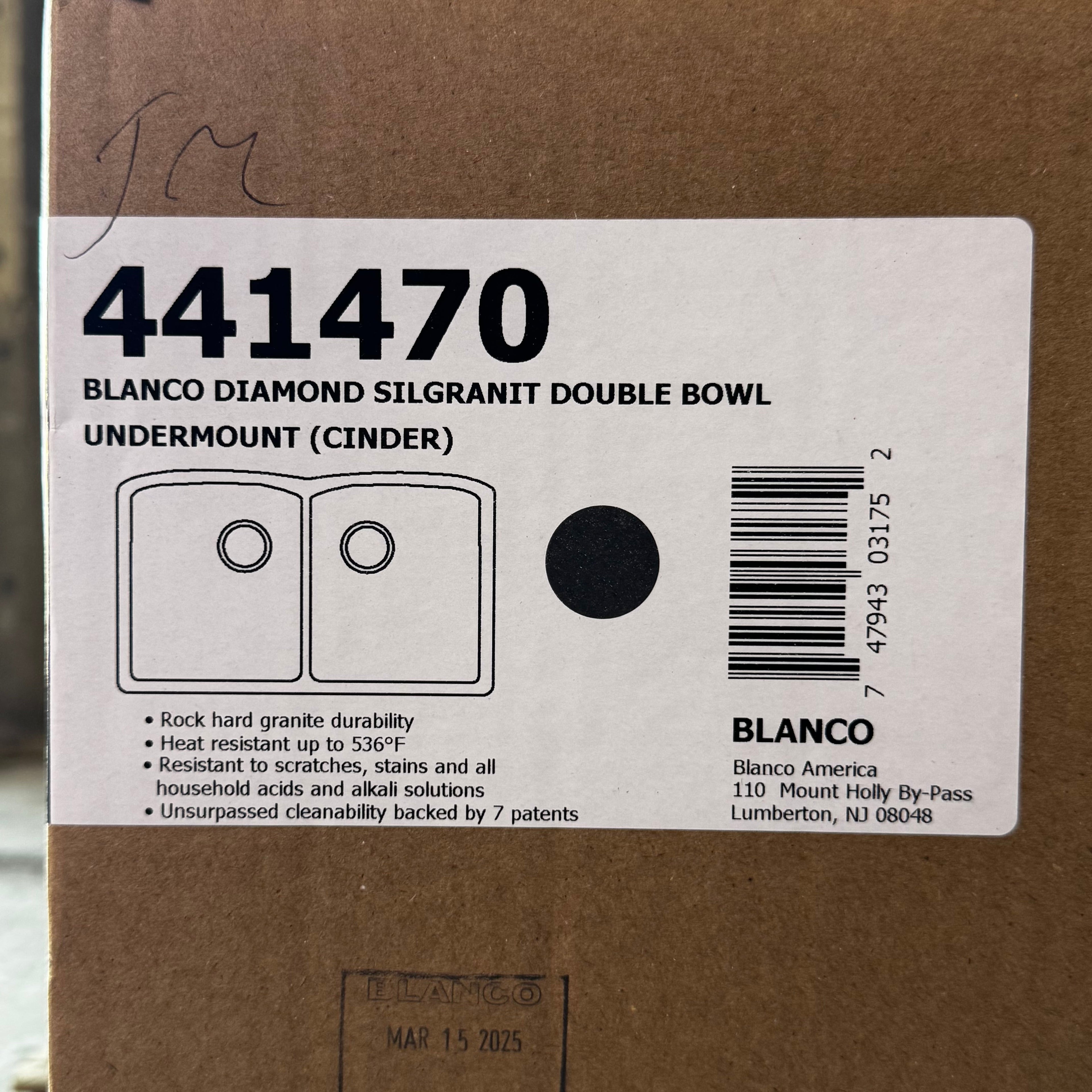 BLANCO Diamond Silgranit Double Bowl Under-mount (Cinder) 32" 441470