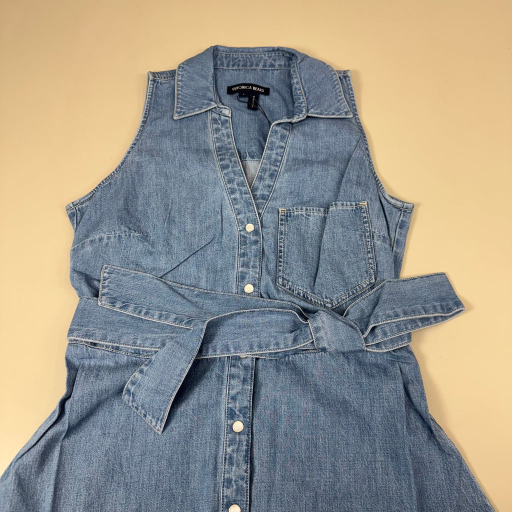 VERONICA BEARD Jeans Edwina Sleeveless Midi Dress Sz-6 Iceberg J24067101287IC