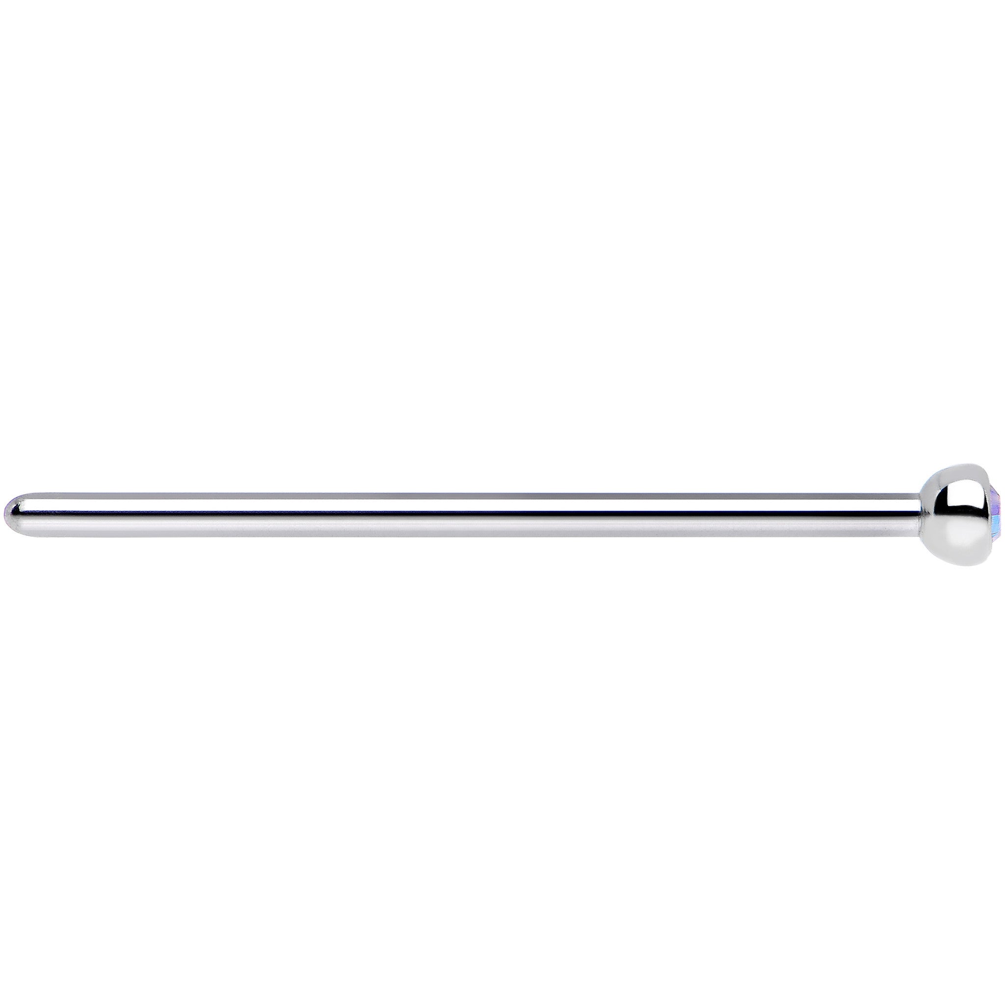 18G 3/4 Aurora CZ Steel Straight Fishtail Nose Ring 2.5mm