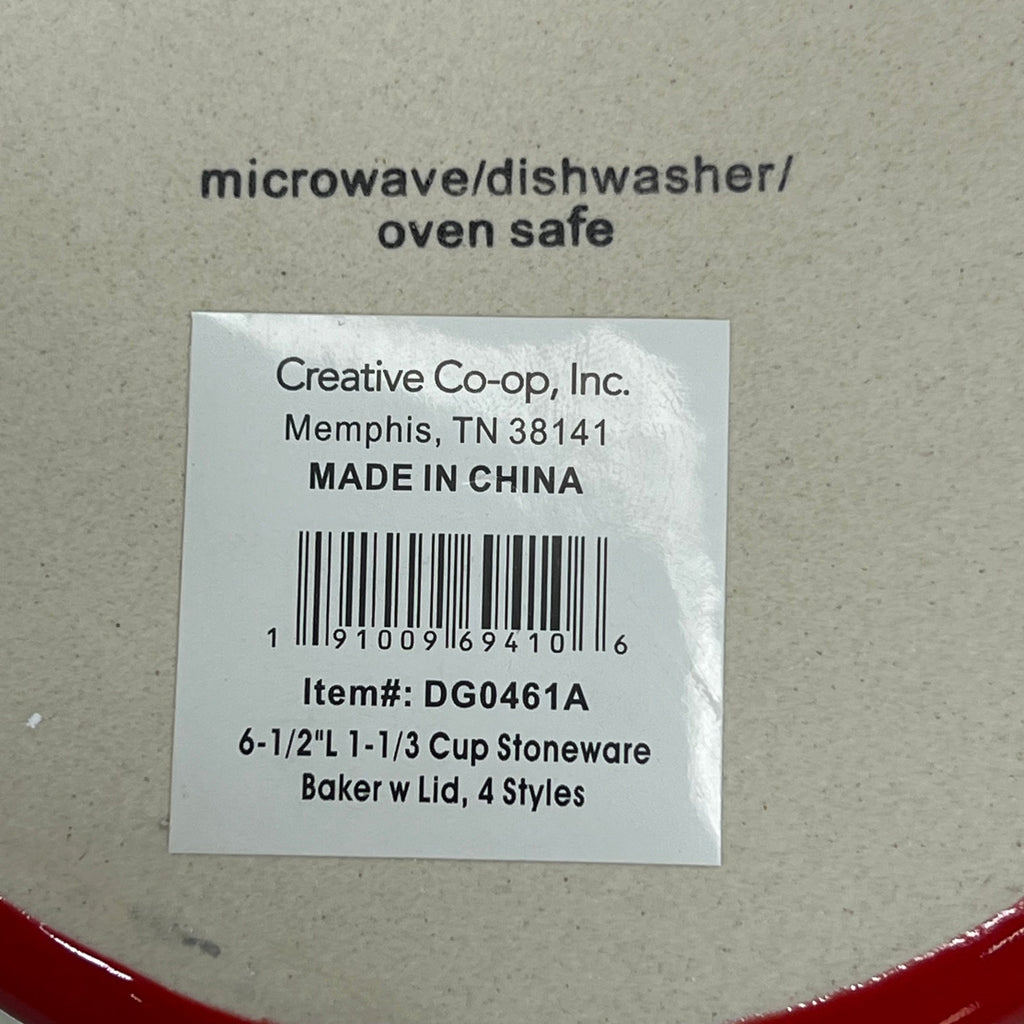 ZA@ CREATIVE CO-OP Set Of 4 Stoneware Two-Tone Baker W/ Lid  1-1/3 Cup  Multicolor DG0461A