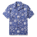 Hawaiian Shirt For Men Blue and White Porcelain Sunflower Camp collar Short Sleeve 100% Cotton Shirt By Sun