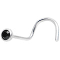22G Press Fit Black Diamond Gem Stainless Steel Nose Ring