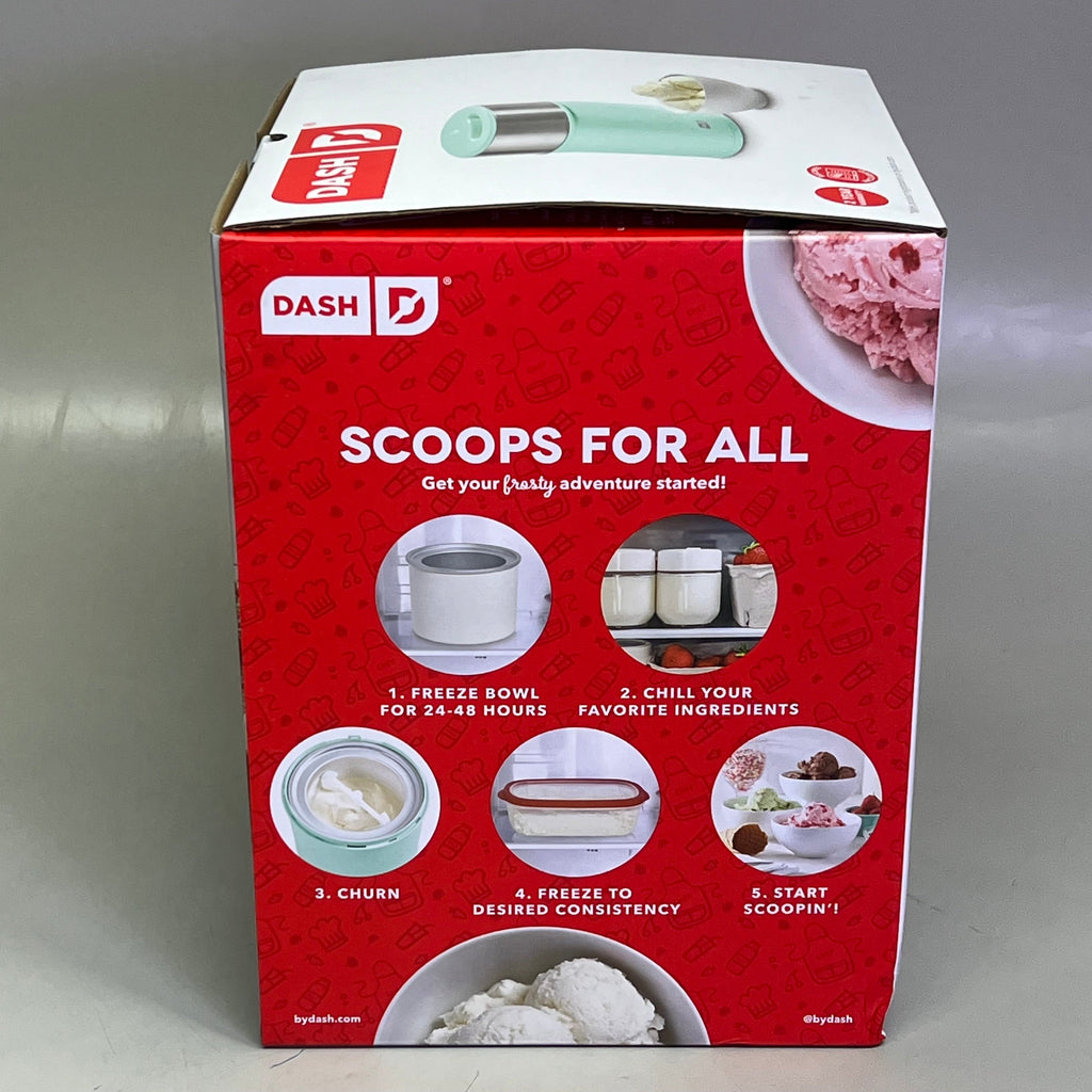 DASH Family Size Deluxe Gelato & Ice Cream Maker Makes 4 Pints Aqua DIC200GBAQ04