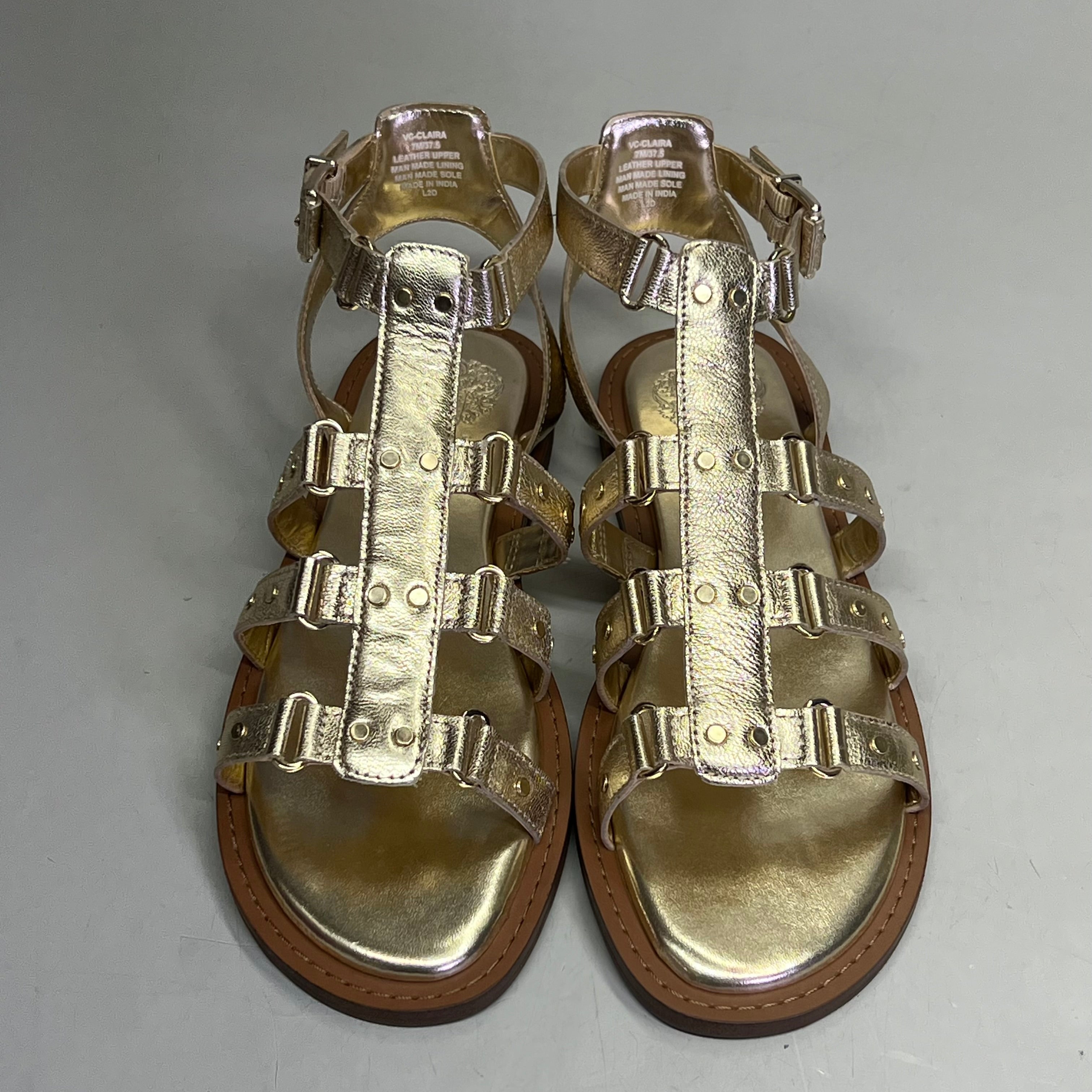 VINCE CAMUTO Leather Studded Gladiator Sandals Women's Sz 10M Egyptian Gold