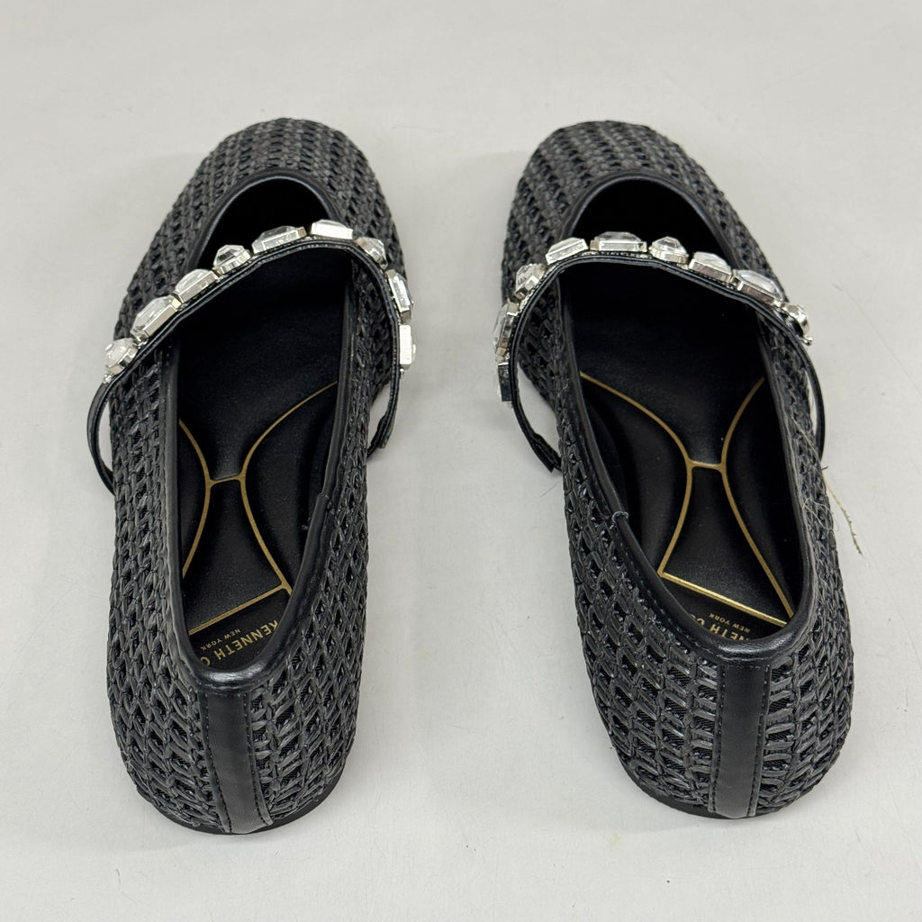 KENNETH COLE New York Zeta Raffia Jewel Jane Flat Women's Sz 11 Black KL25ZMJ01