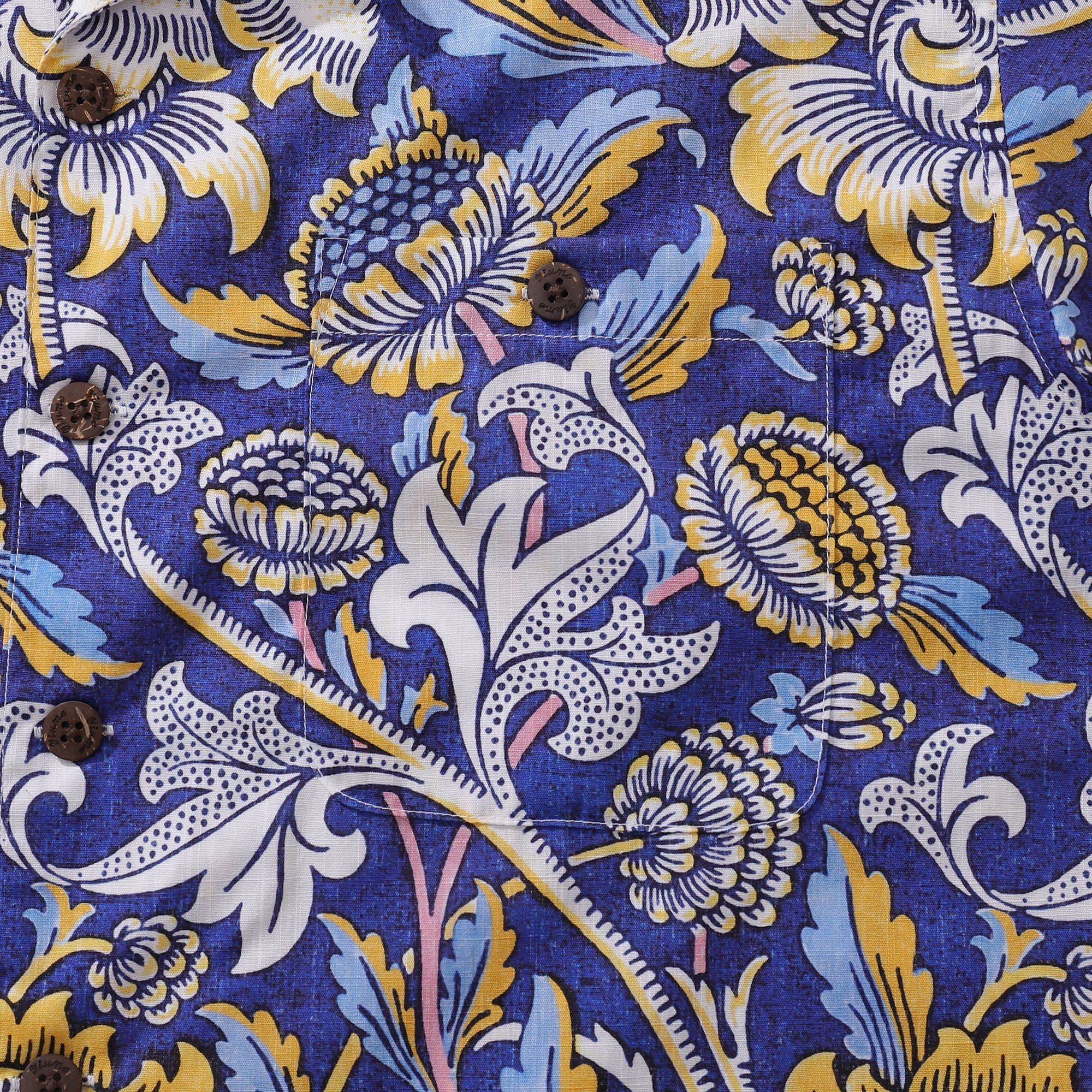 Hawaiian Shirt For Men Azure Garden Print Shirt Camp Collar 100% Cotton By Cigar