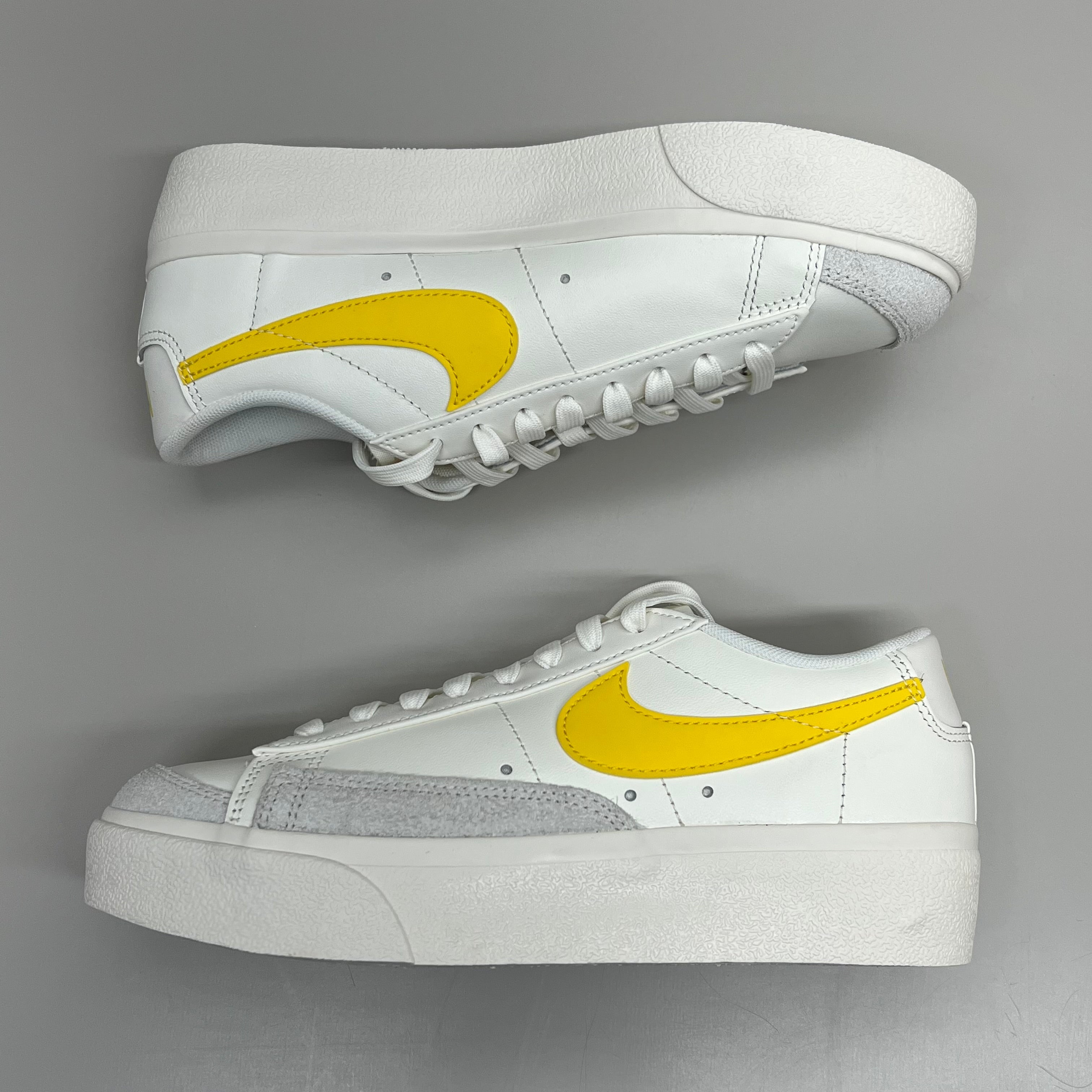NIKE Shoes Blazer Low Cut Platform Sneaker Sz Women's 6.5 Men's 5 Yellow/Grey/White