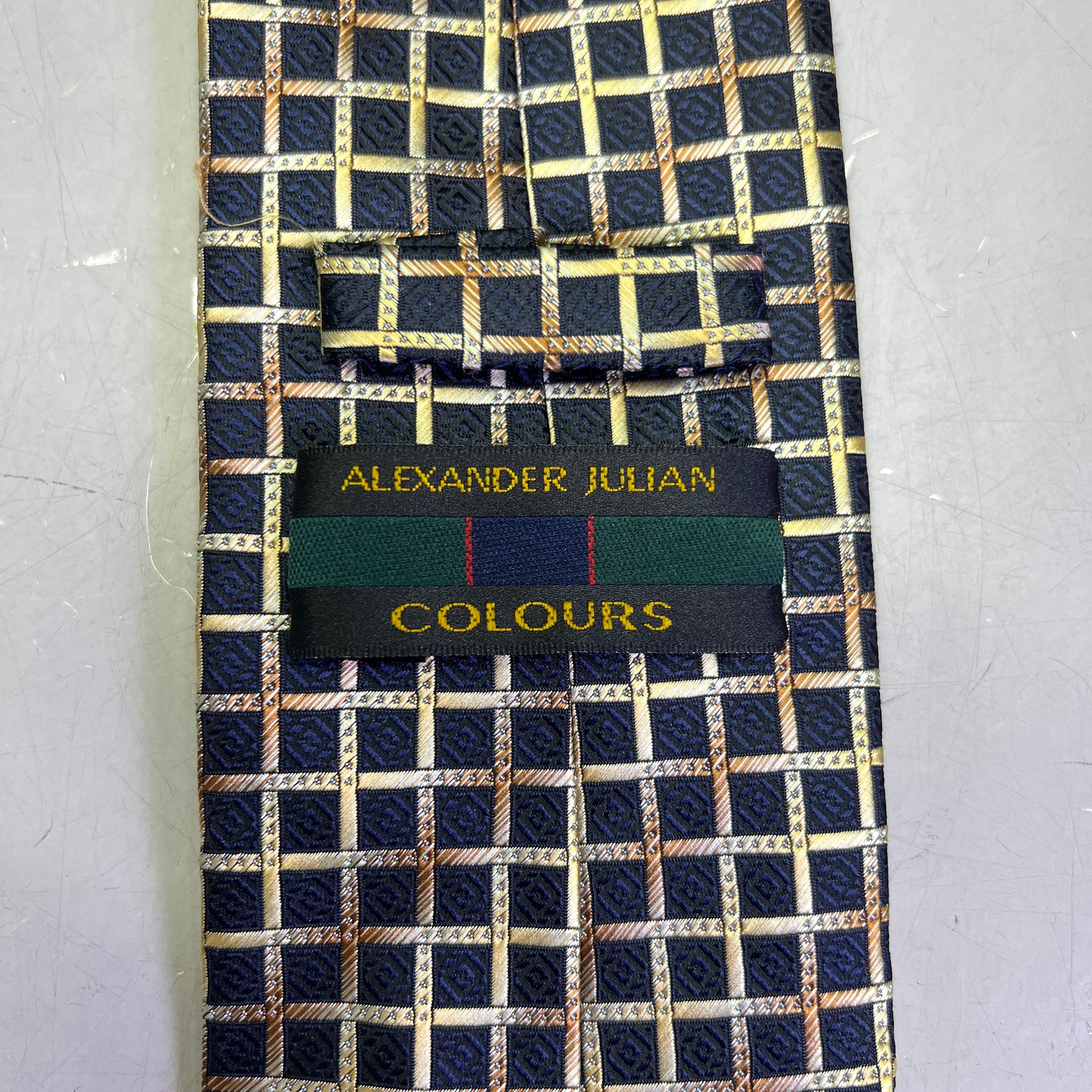 ALEXANDER JULIAN COLOURS Tile Design Tie 60" Gold/Black/Brown (Pre-Owned)