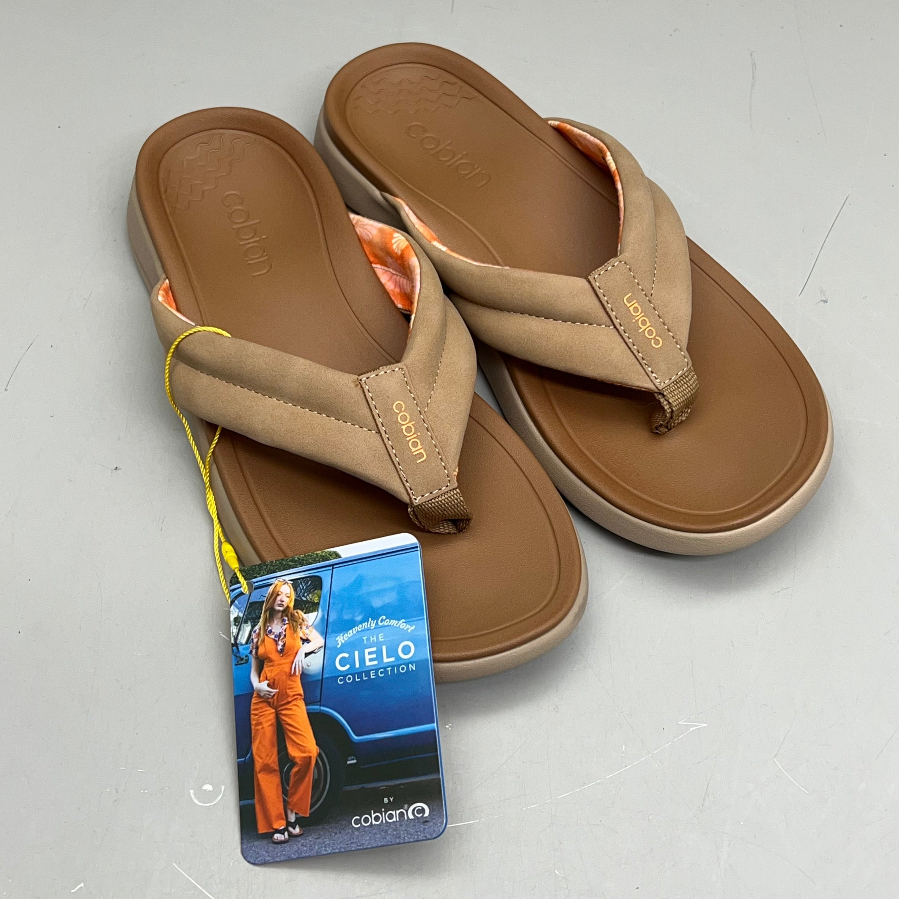 COBIAN Darby Synthetic Suede Strap Sandals Women's Sz 6, EU 35.5 Tan DAR24-230-6