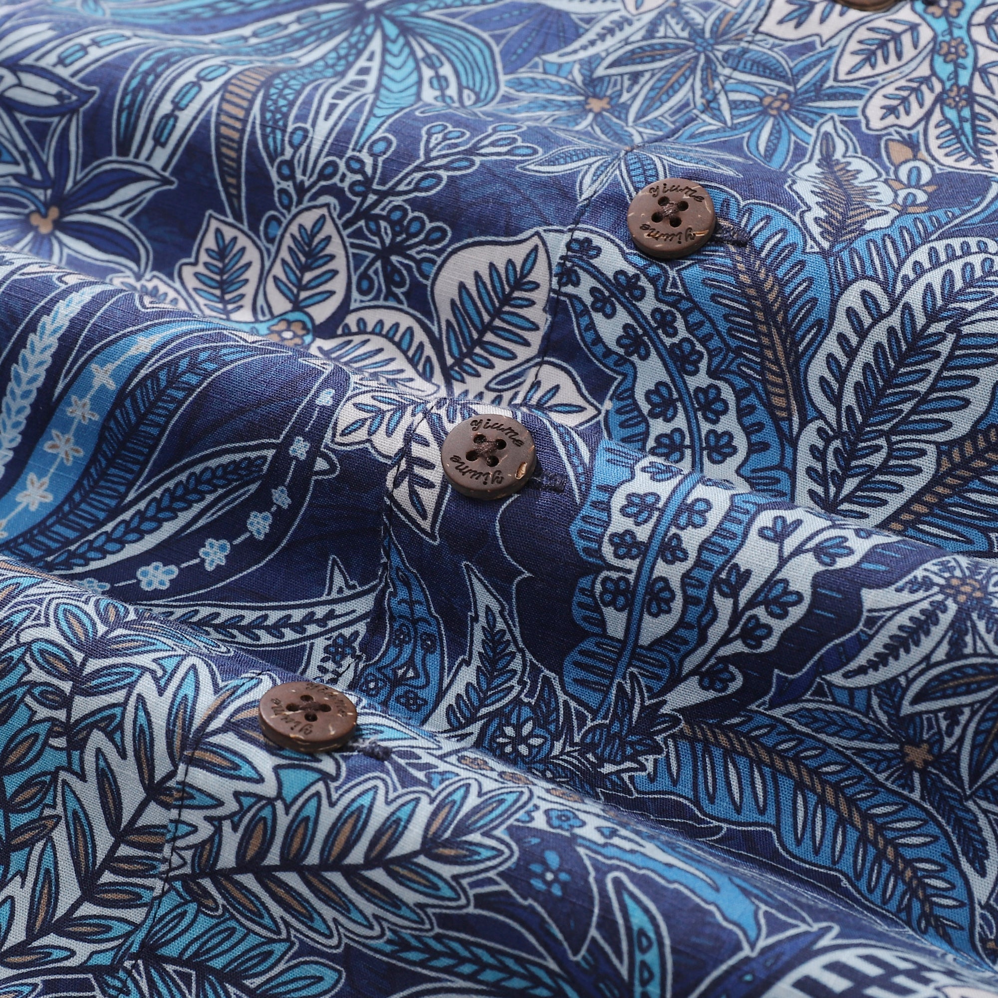 Hawaiian Shirt For Men Tropical Blues Print Shirt Camp Collar 100% Cotton Shirt By Cigar