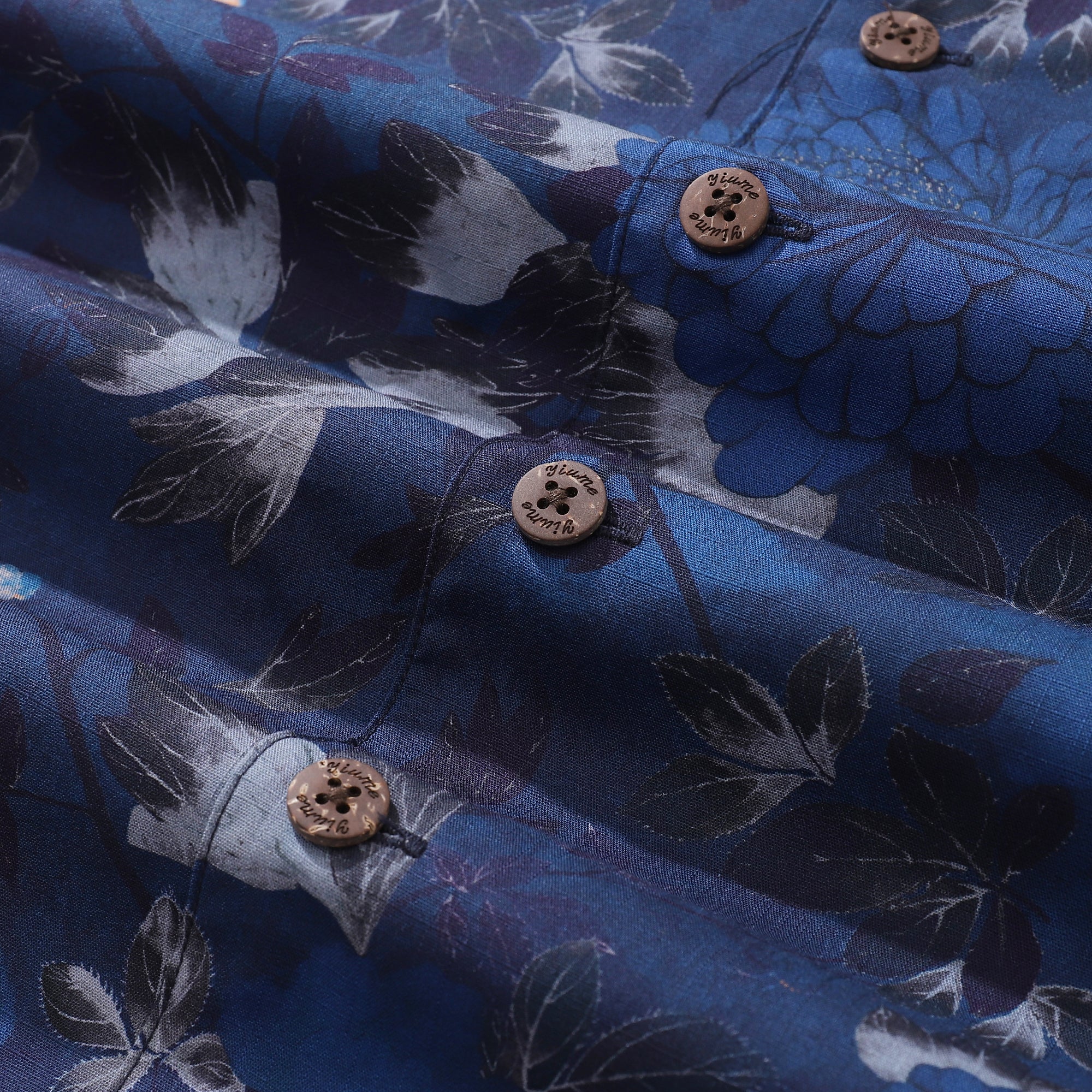 Dark Blue Hawaiian Shirt For Men Peony Shirt Camp Collar 100% Cotton Shirt By Seven