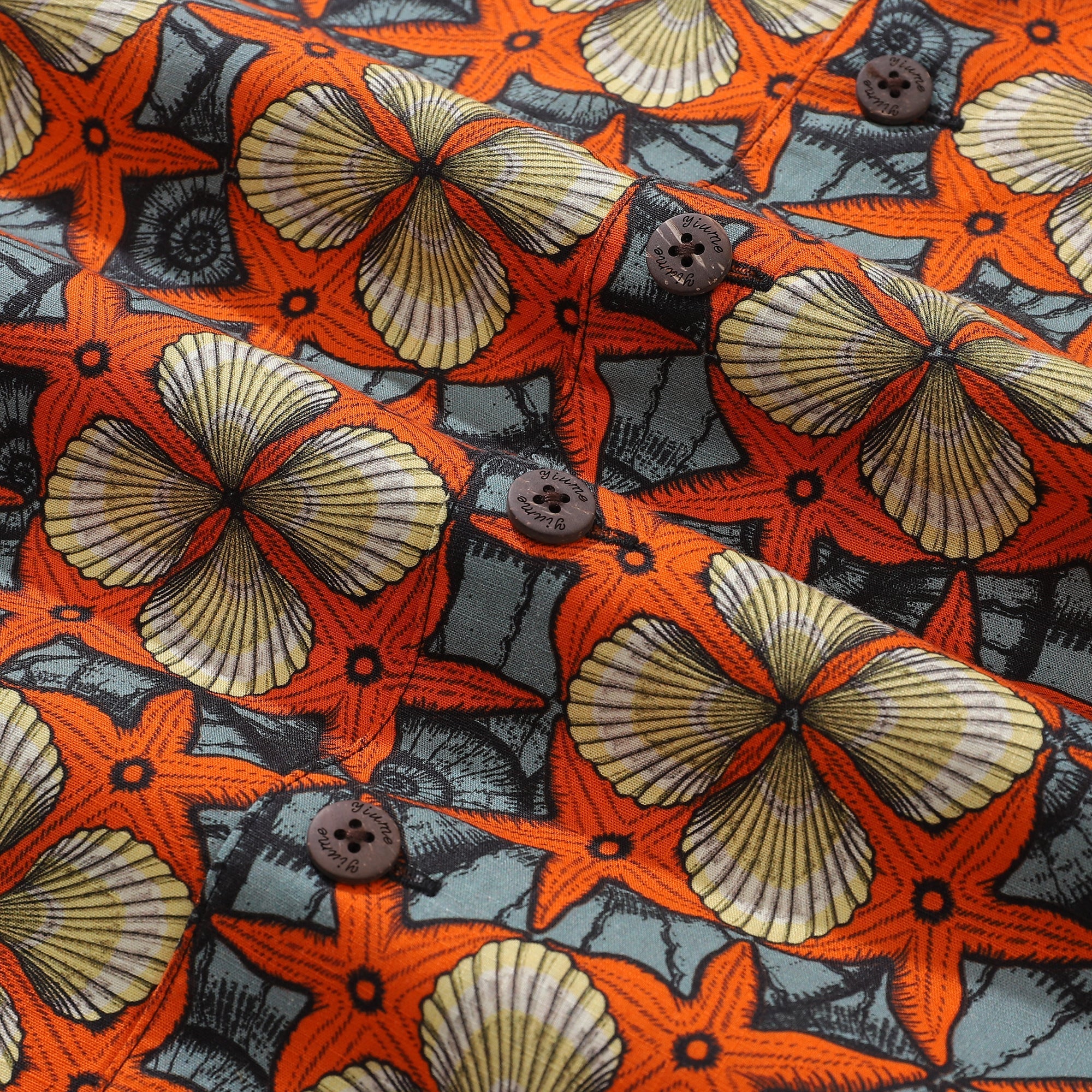 1940s Vintage Hawaiian Shirt For Men Starfish and Shells Shirt 100% Cotton By Yakima