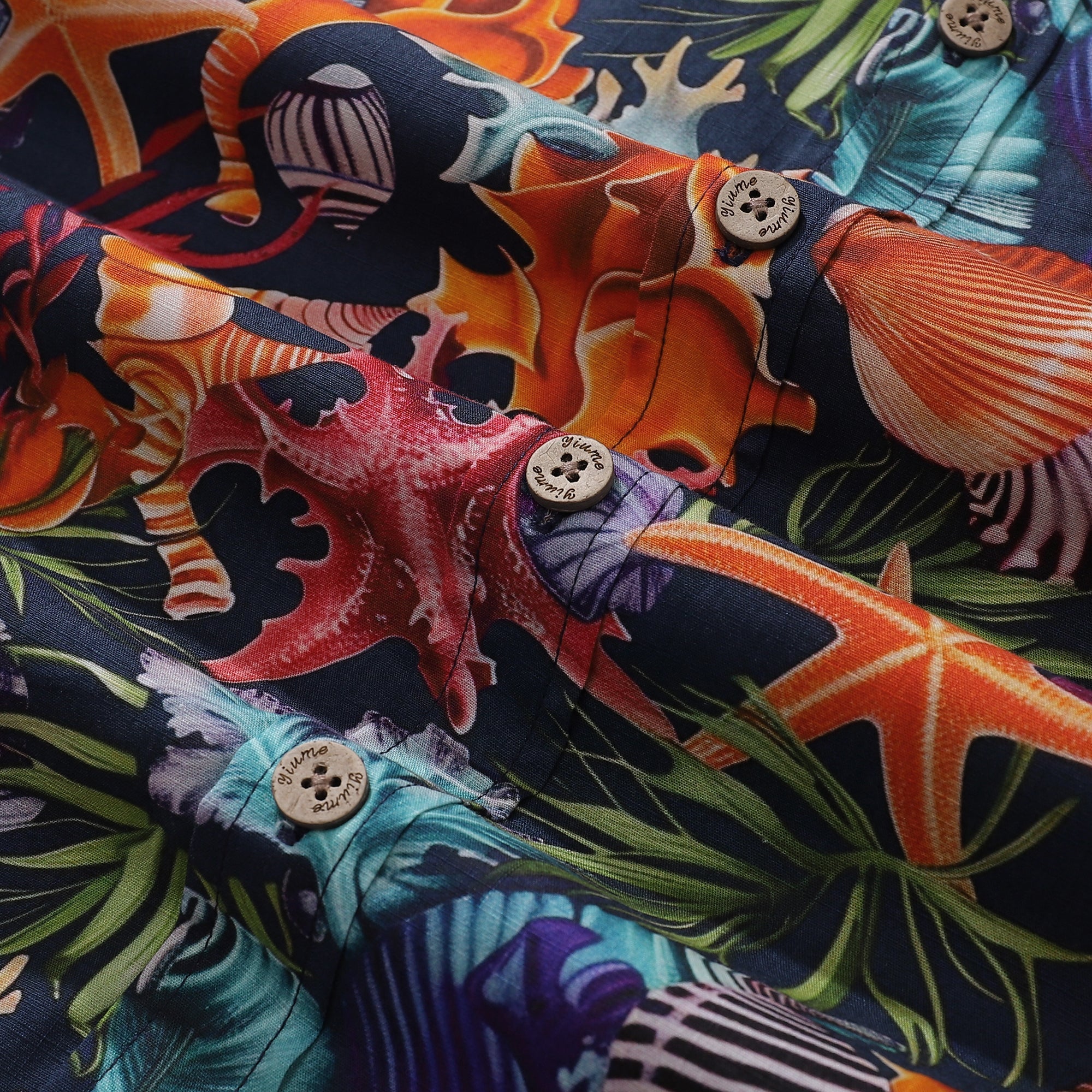Hawaiian Shirt For Men Marine Life Carnival Button-down Short Sleeve 100% Cotton Shirt By Sun